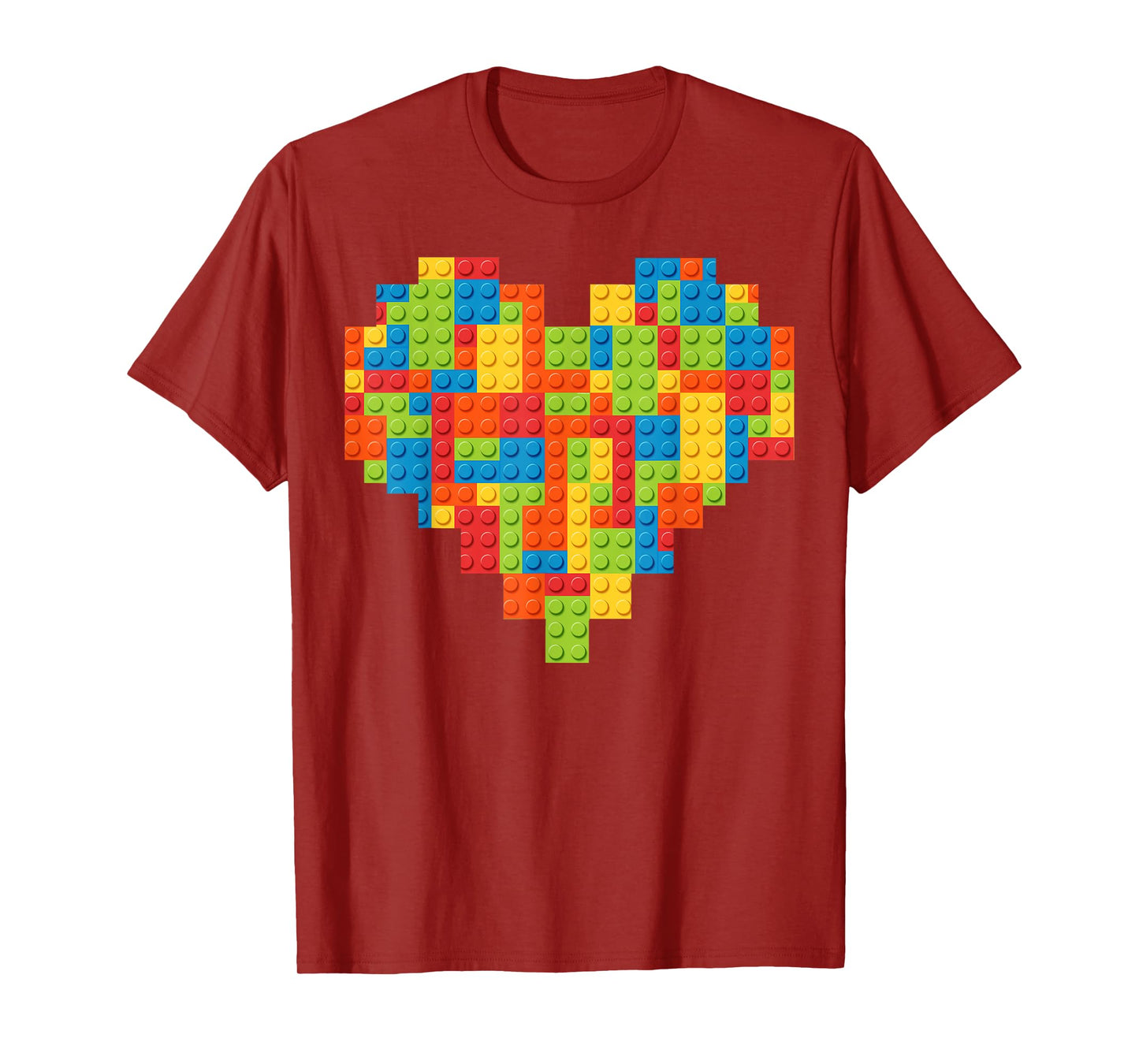 Brick Builder Heart Valentines Block Building Master Builder T-Shirt