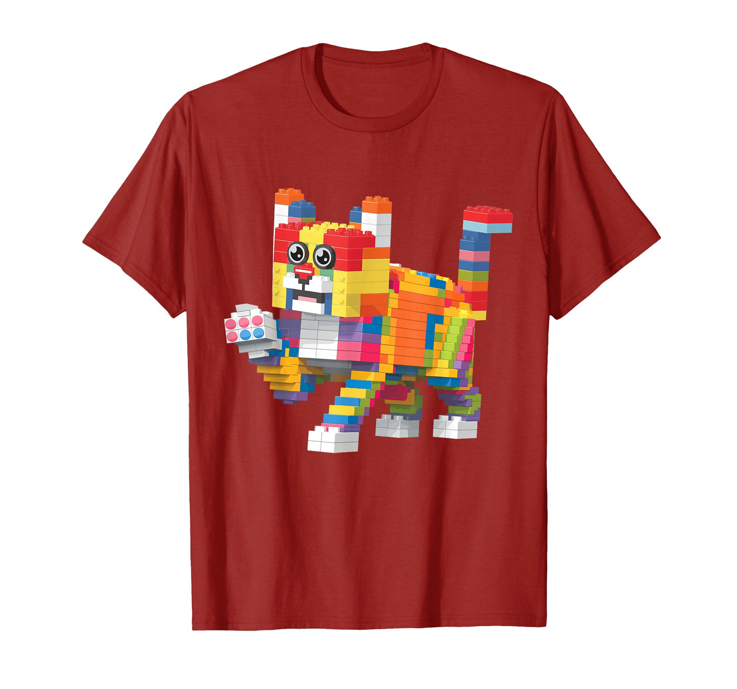 Cat Brick Master Builder Block Building Brick Builder T-Shirt for Men Women Kids