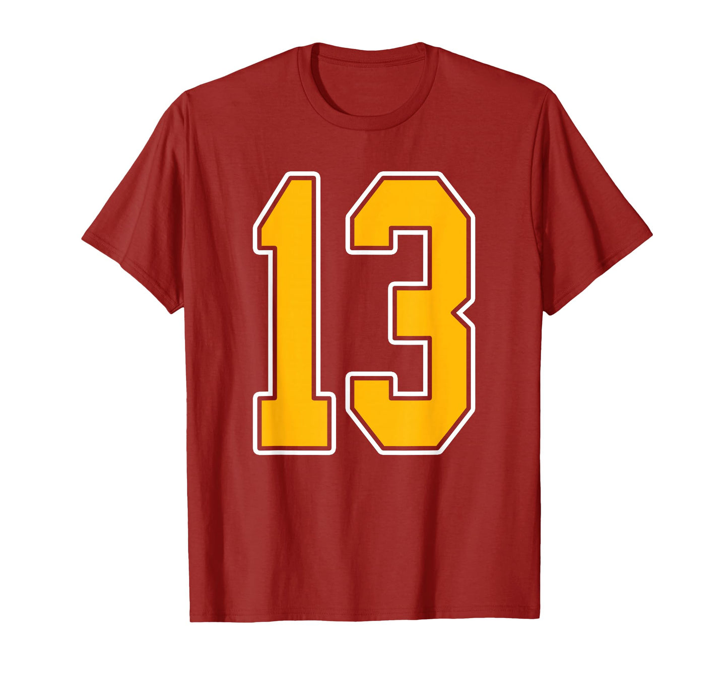 Gold and White Sports Number 13 Jersey Uniform Player T-Shirt