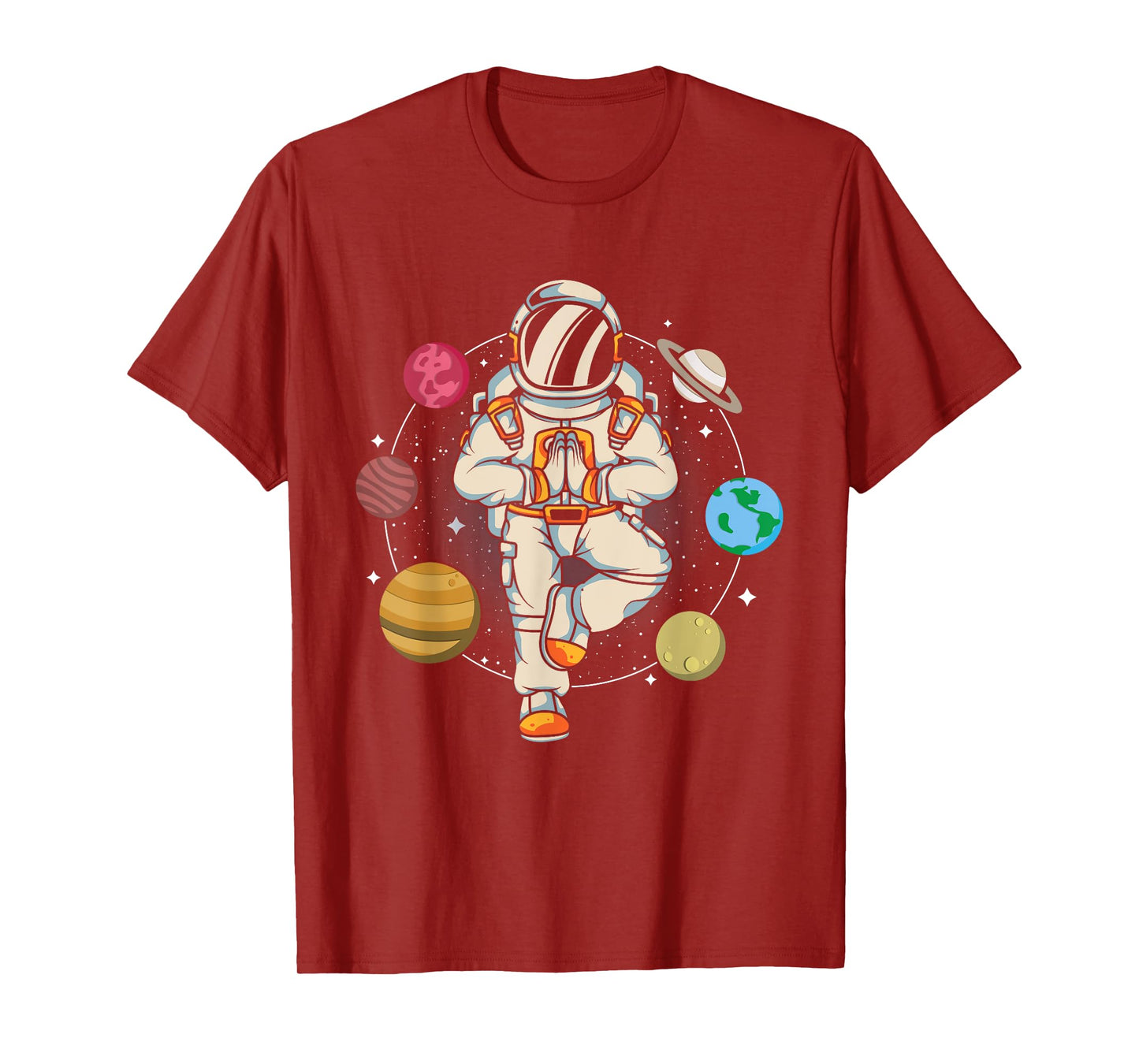 Meditating Astronaut Planets Universe Zen Yoga Astronomy T-Shirt