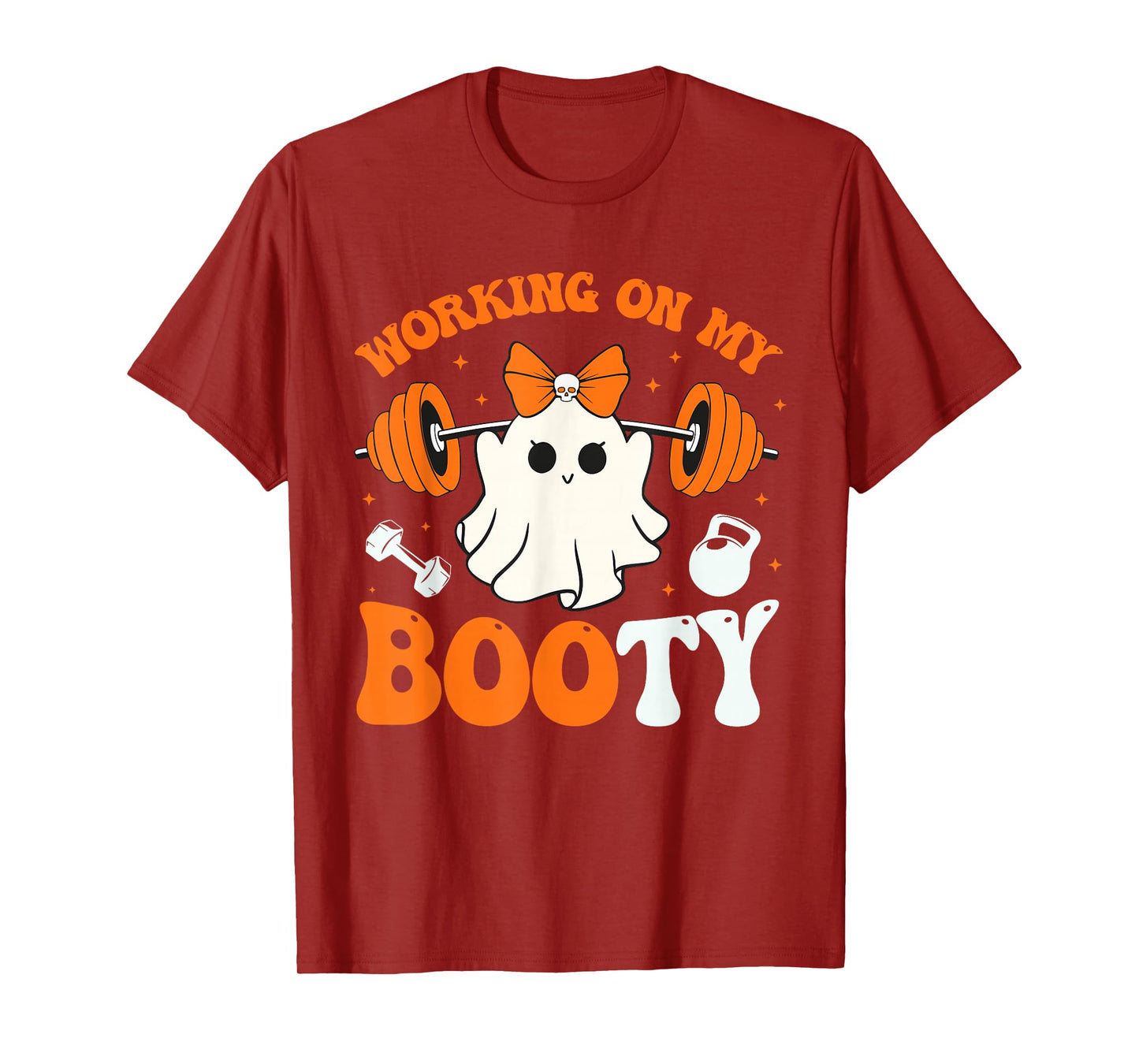 Funny Working On My Booty Ghost Boo Gym Ghost Pun Halloween T-Shirt