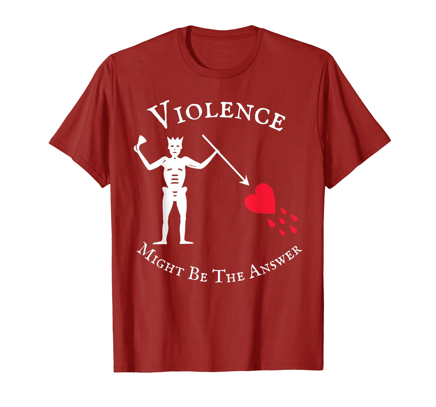 Violence Might Be The Answer Pirate Skull Retro Design T-Shirt