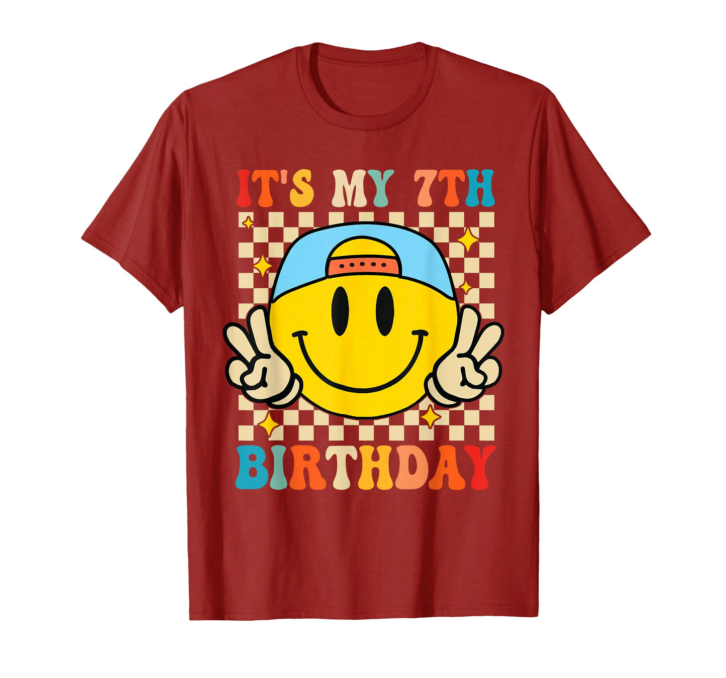 Its My 7th Birthday Smile face 7 Years Old Boys Girls T-Shirt