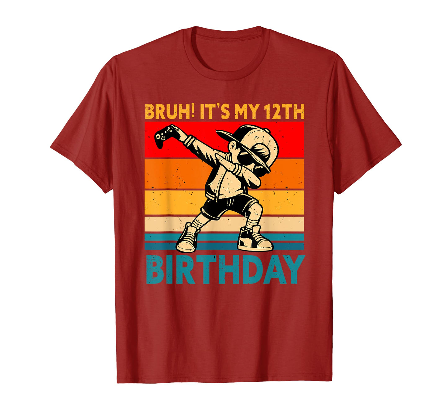 Bruh It's My 12th Birthday 12 Years Old Boy Dabbing Gamer T-Shirt