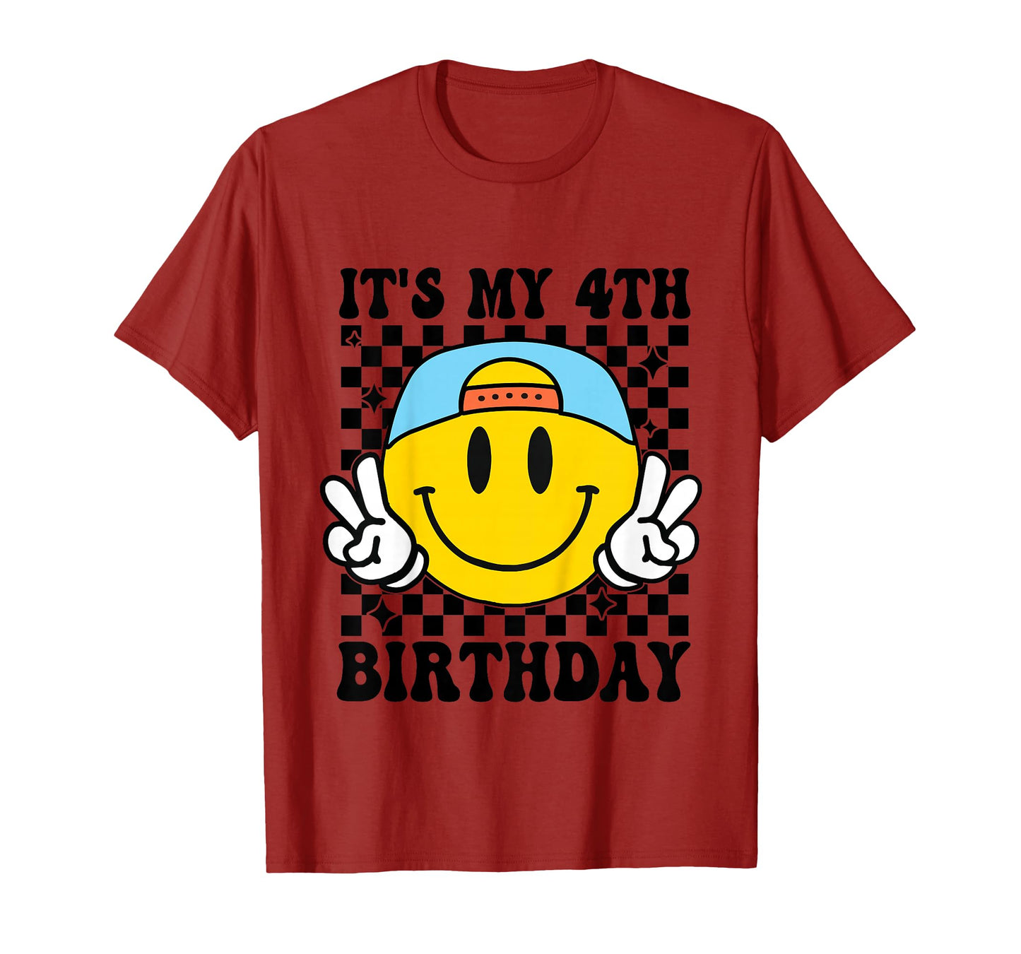 Its My 4th Birthday Smile face 4 Years Old Boys Girls T-Shirt
