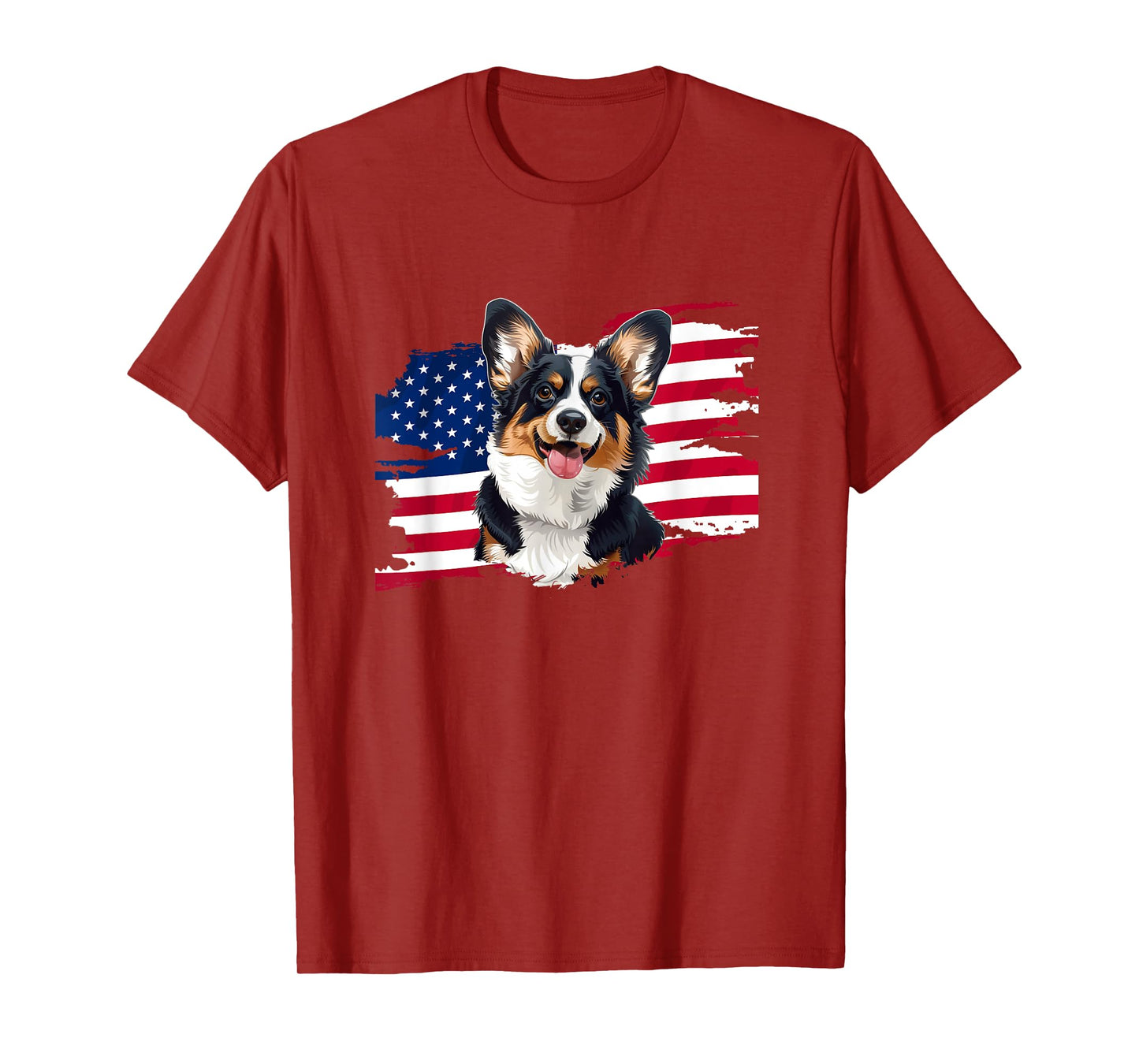 American USA Flag 4th July Fourth Black Tricolor Corgi Lover Women Kids Men T-Shirt