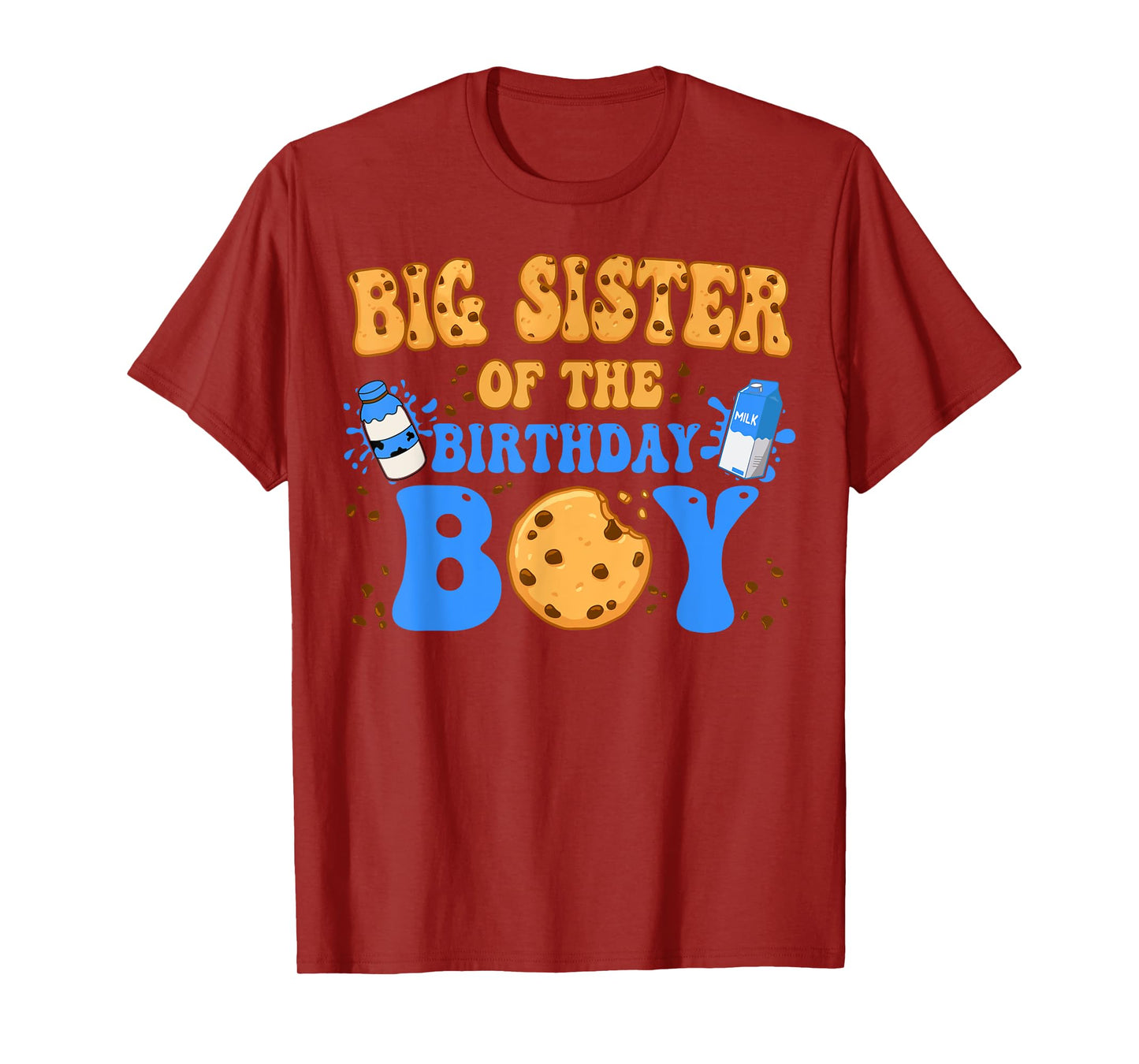 Big Sister Of The Birthday Boy Milk and Cookies Lover T-Shirt