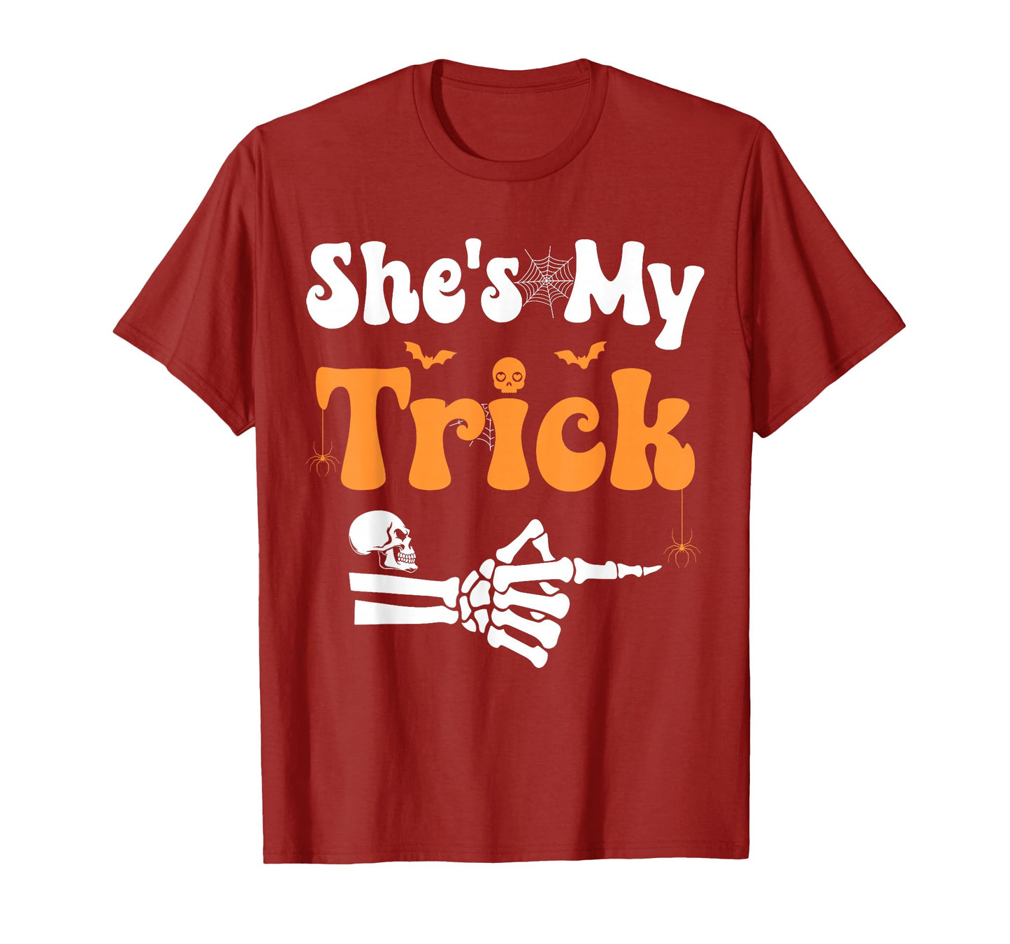 She's My Trick Skeleton Couples Matching Couple Halloween T-Shirt