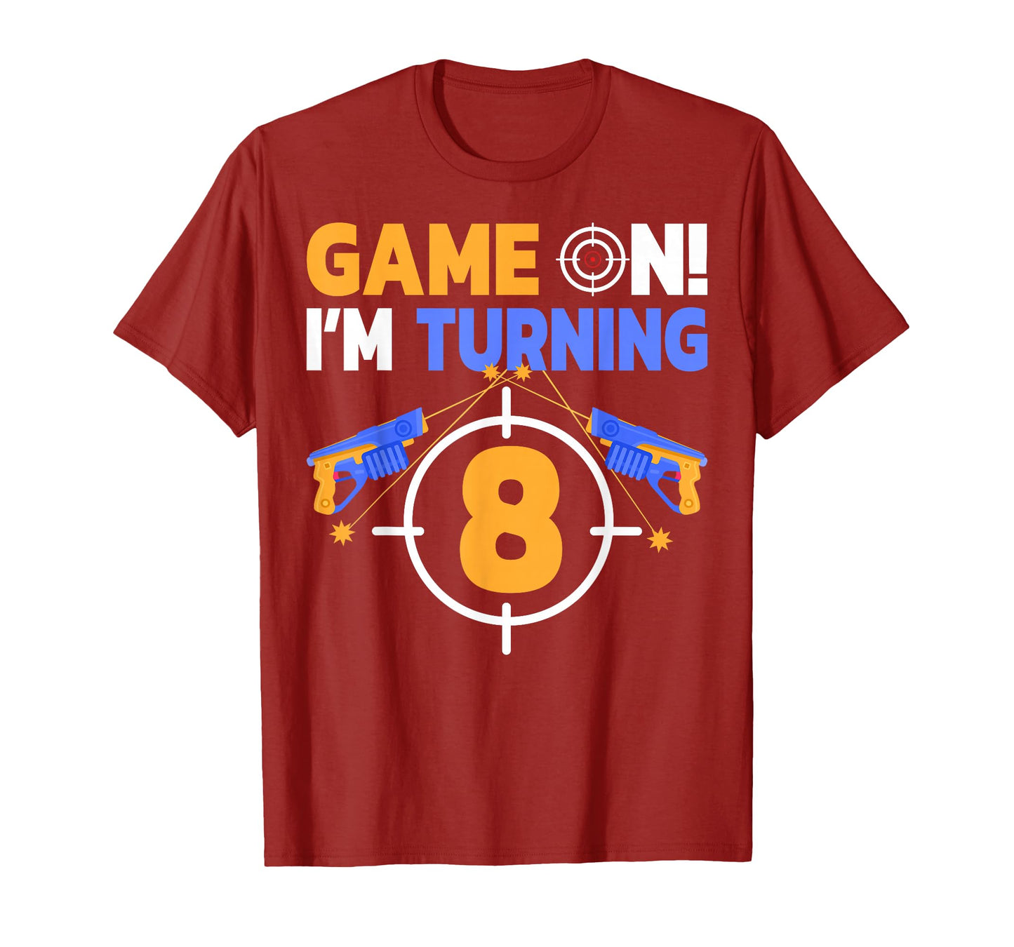 Game On I'm Turning 8 Laser Tag Games 8th Birthday T-Shirt