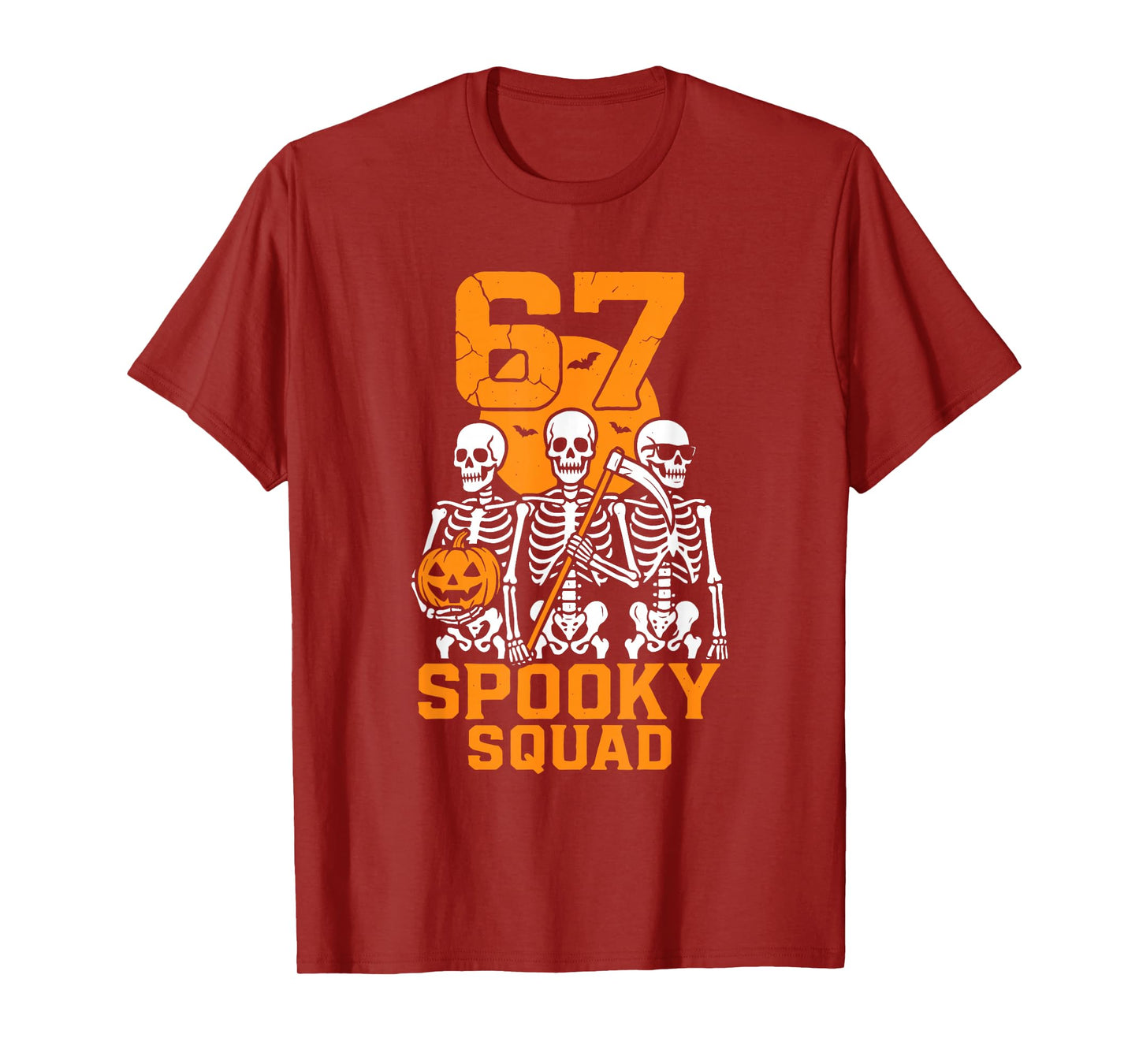 67 Halloween Meme 6 7 Numbers Six Seven Kids Skeleton Group T-Shirt