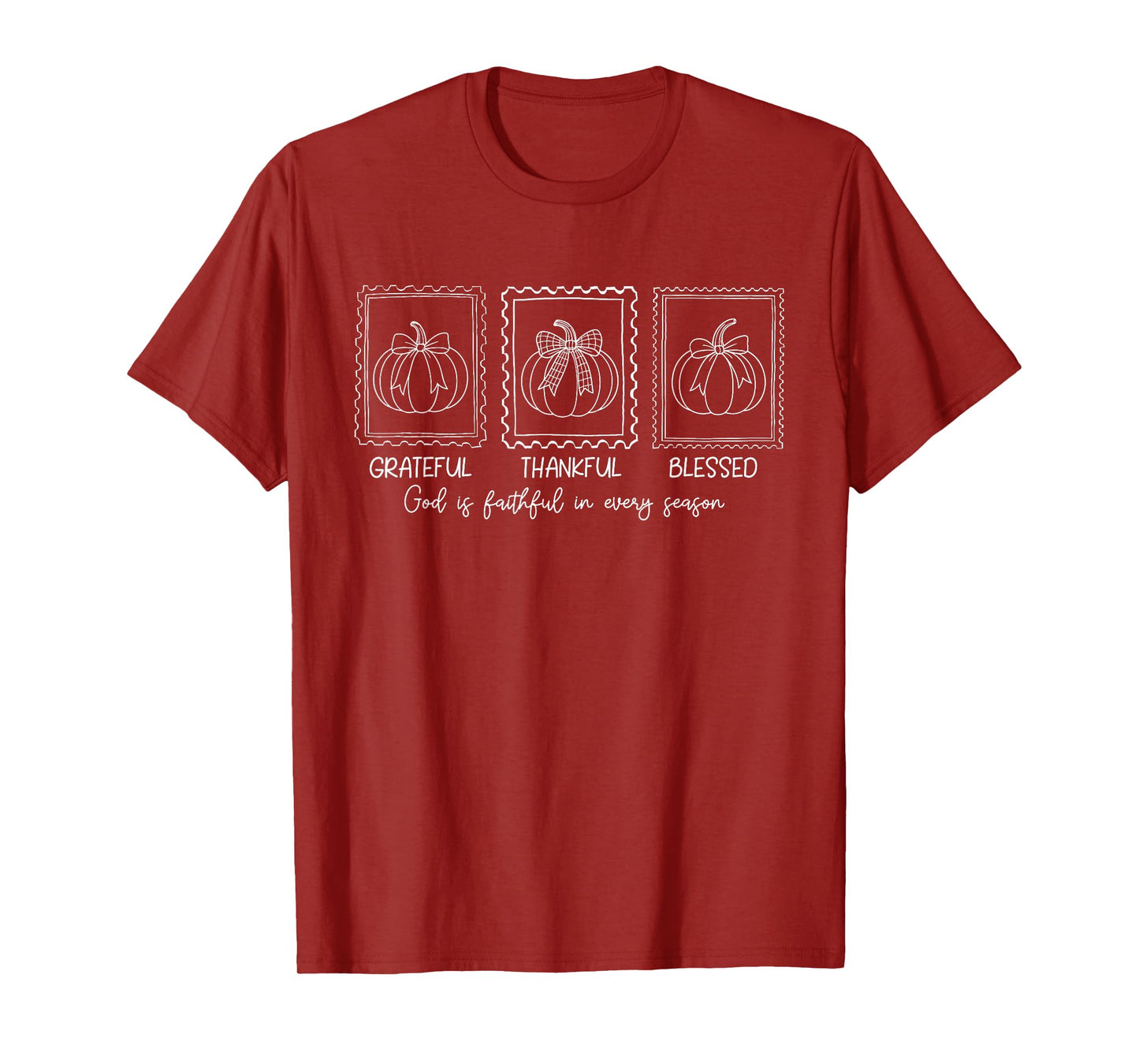 Christian Pumpkin Shirt Grateful Thankful Blessed Fall Faith T-Shirt