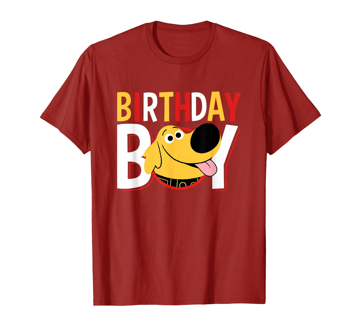 Disney Pixar Up Birthday Boy Cute Dug Big Chest Text Logo T-Shirt