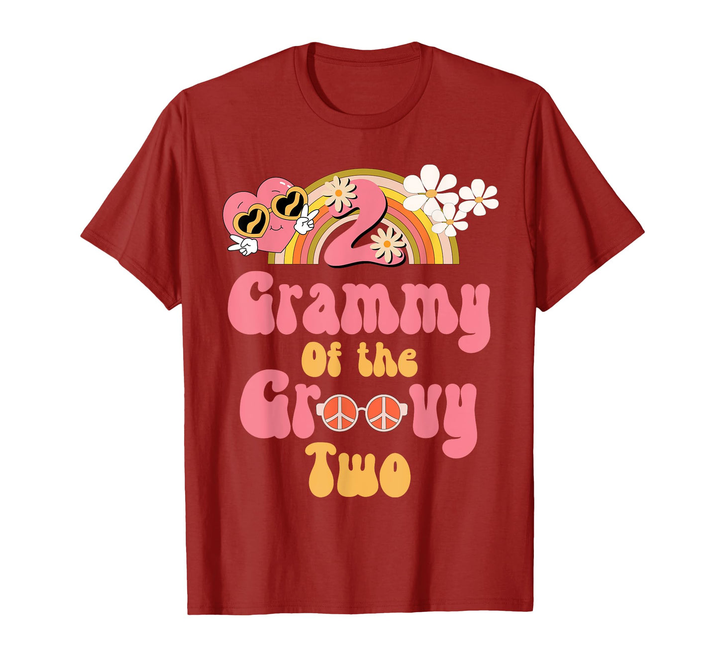 Grammy of the Groovy Two peace sign retro birthday matching T-Shirt