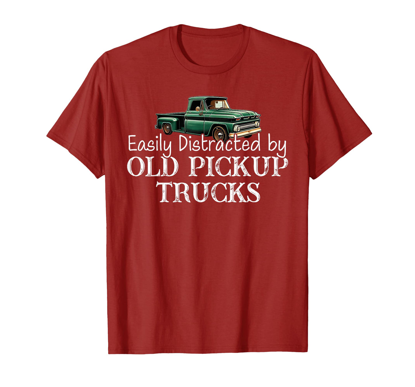 Easily Distracted By Old Pickup Trucks Retro Cute Trucker T-Shirt