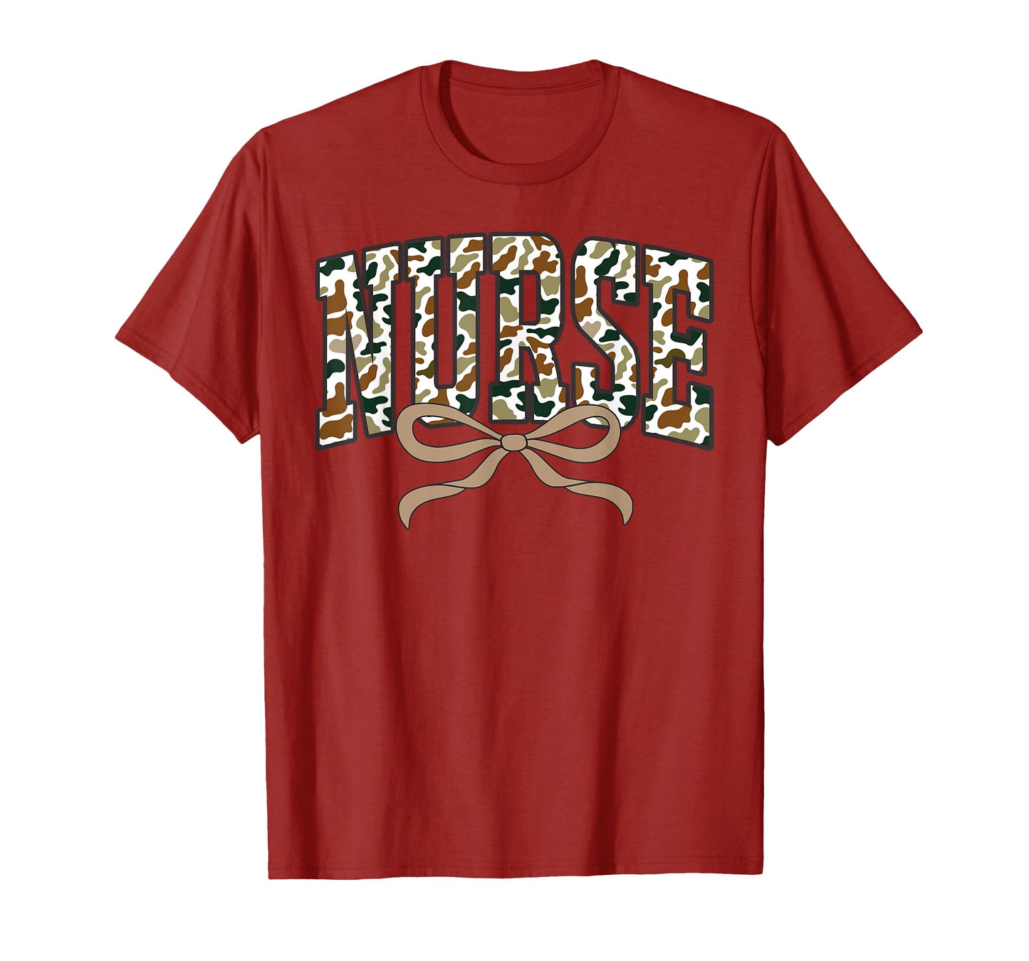 Retro Camo Nurse Coquette Bow Camouflage Hospice Registered T-Shirt