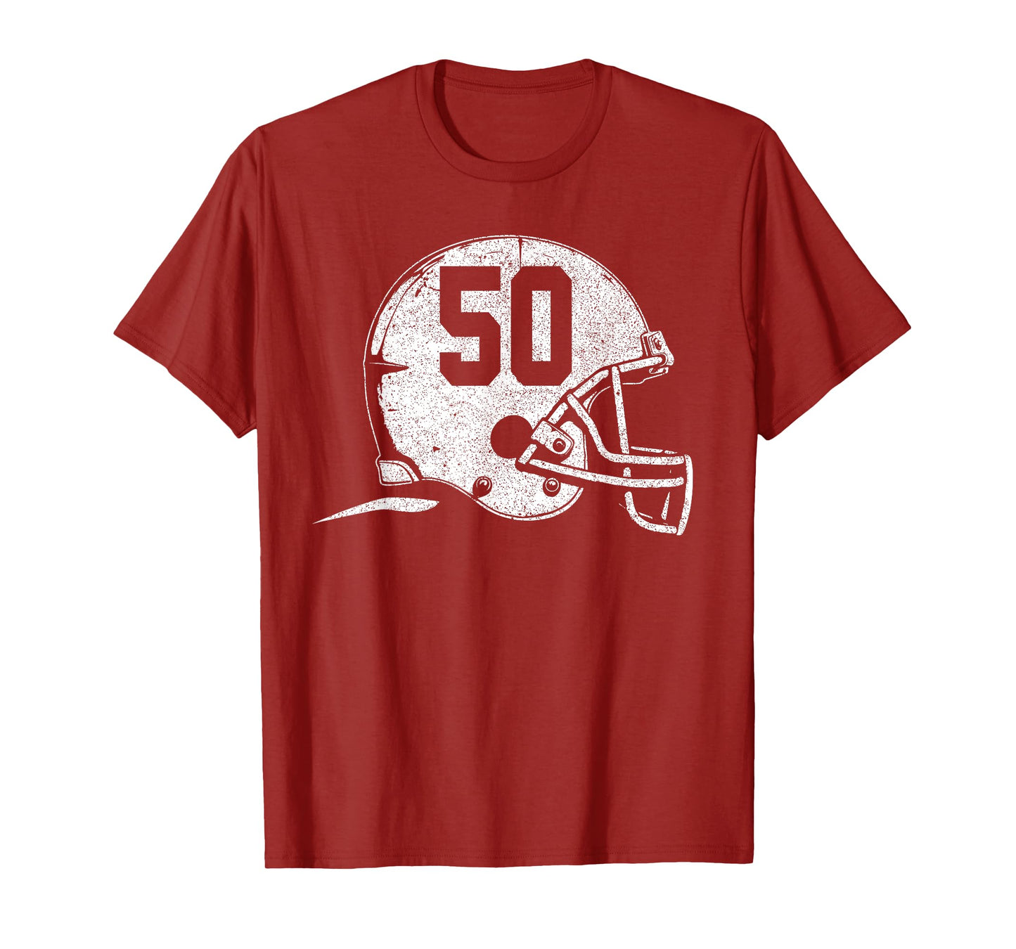 Number 50 Football Helmet Player Fun Number T-Shirt