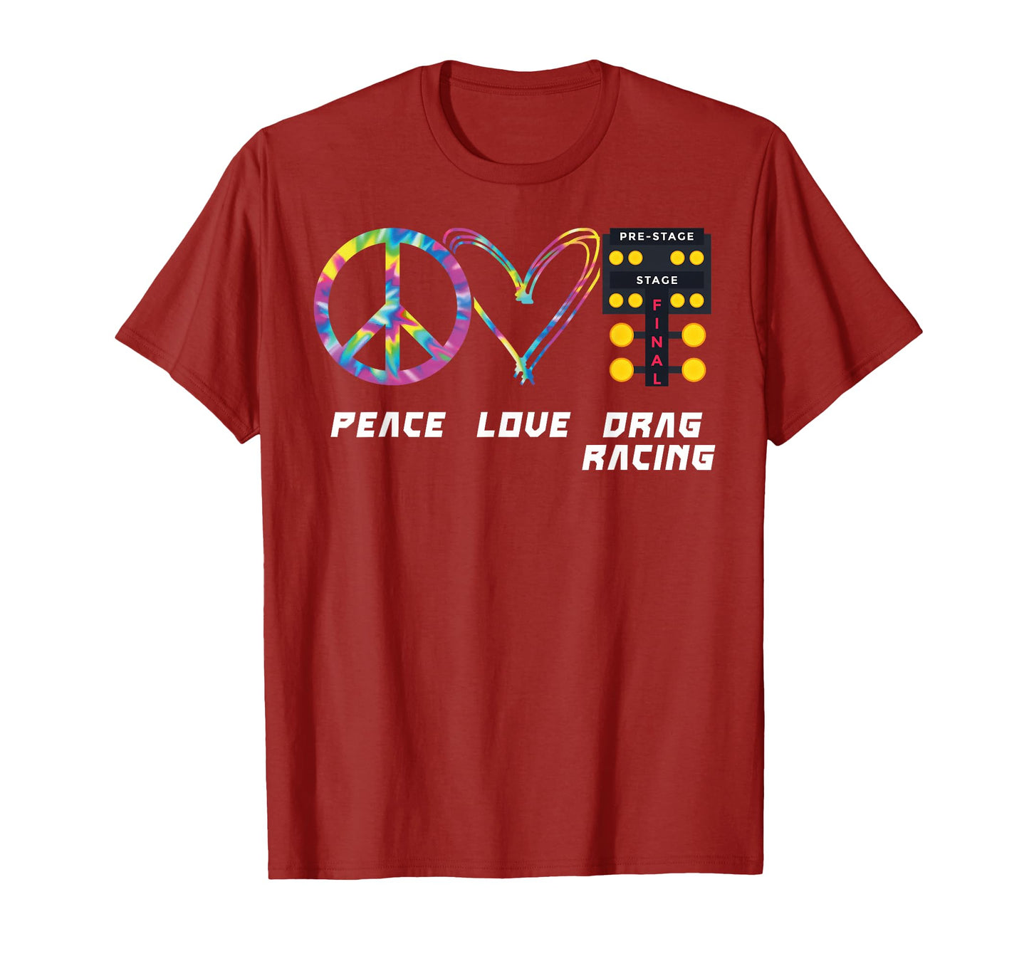 Drag Racing Race Car Girl Retro Tie Dye Peace Love Drag T-Shirt