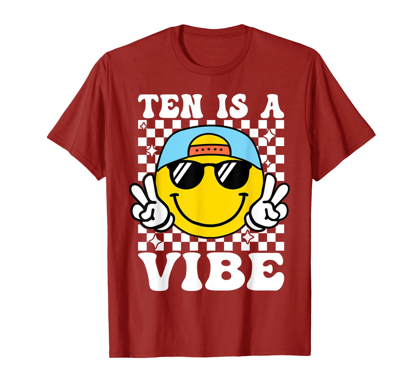 Ten Is A Vibe 10th Birthday Groovy Boys Girls 10 Years Old T-Shirt