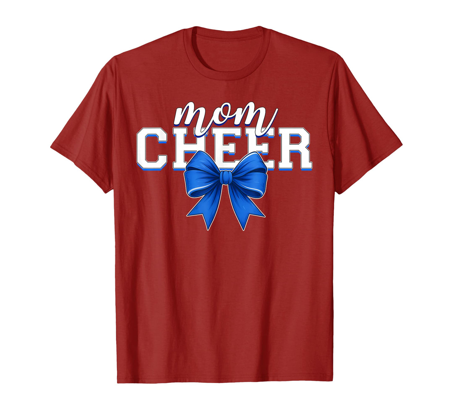 Cheer Mom Blue Bow Cheerleader Competition Game Day T-Shirt