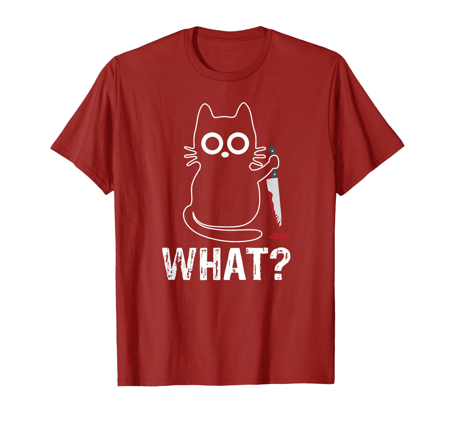 Tech-Tees Cats What? - Funny Cat With Knife Graphic Design T-Shirt, Small, Black