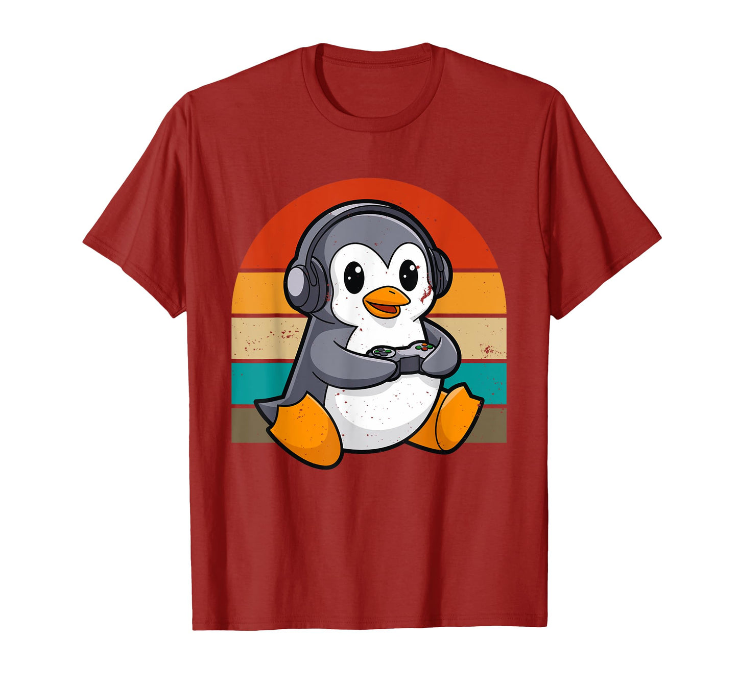 Retro Vintage Penguin Video Gamer Kawaii Gaming T-Shirt