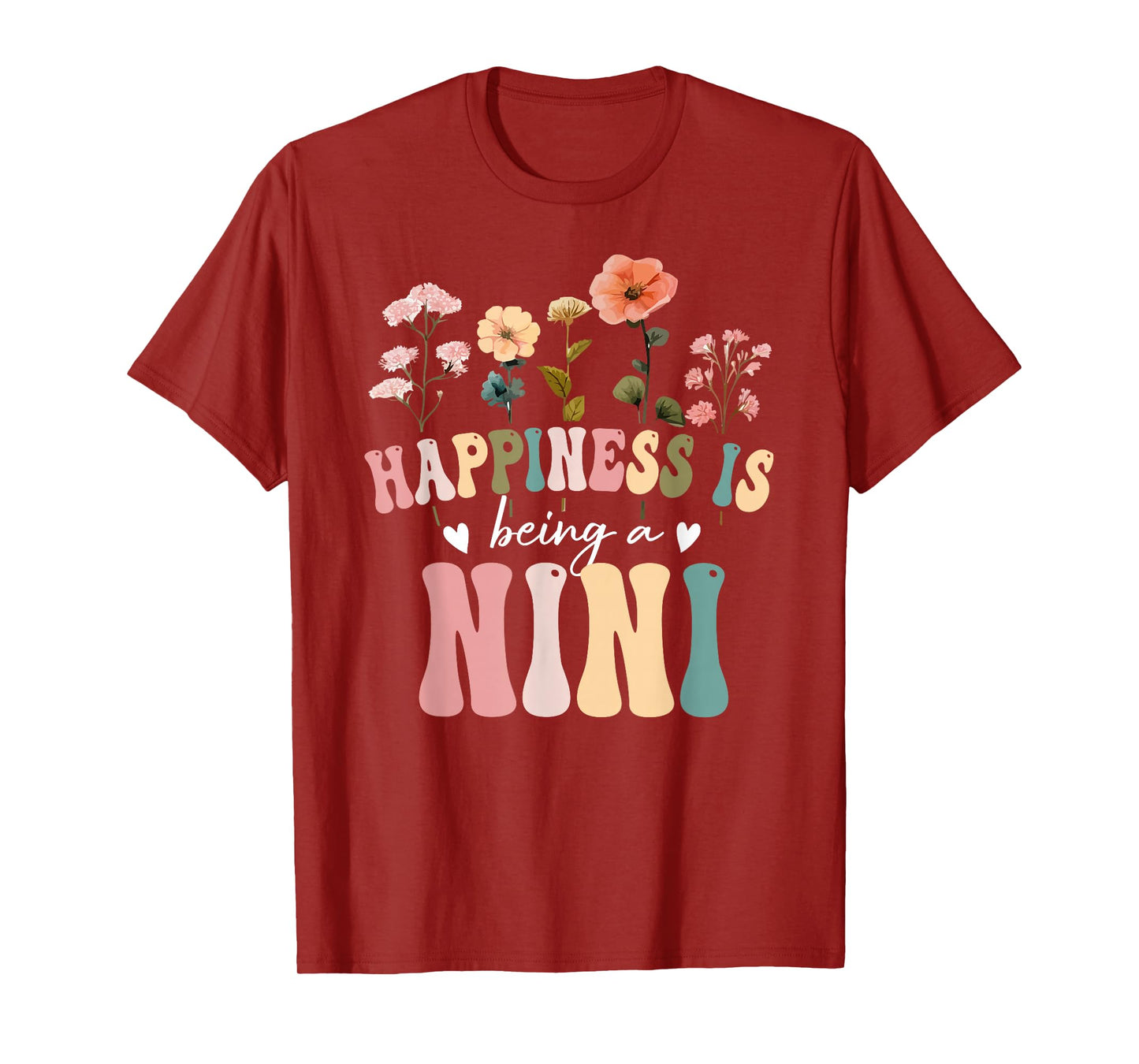 Happiness is Being a Nini Floral Design Nini Mother's Day T-Shirt