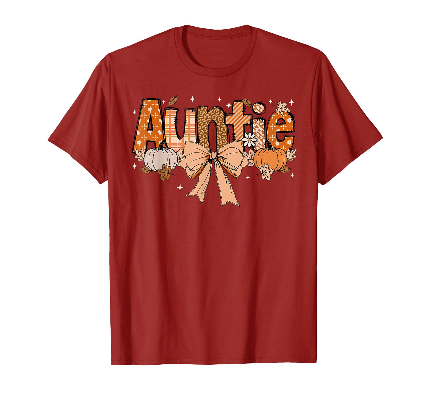 Auntie Pumpkin Fall Coquette Bow Thanksgiving Mom Women T-Shirt