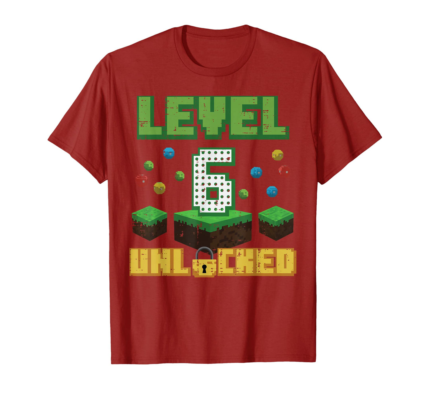 Level 6 Unlocked Pixel Gamer 6th Birthday Gaming Boys Kids T-Shirt