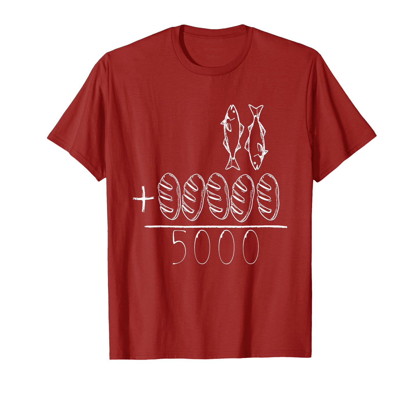 2 Fishes 5 Breads Jesus Feeds The 5000 Christian Bible Verses T-Shirt