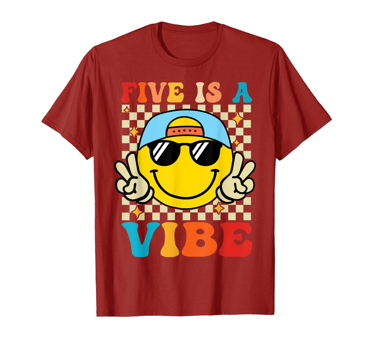 Five Is A Vibe 5th Birthday Groovy Boys Girls 5 Years Old T-Shirt