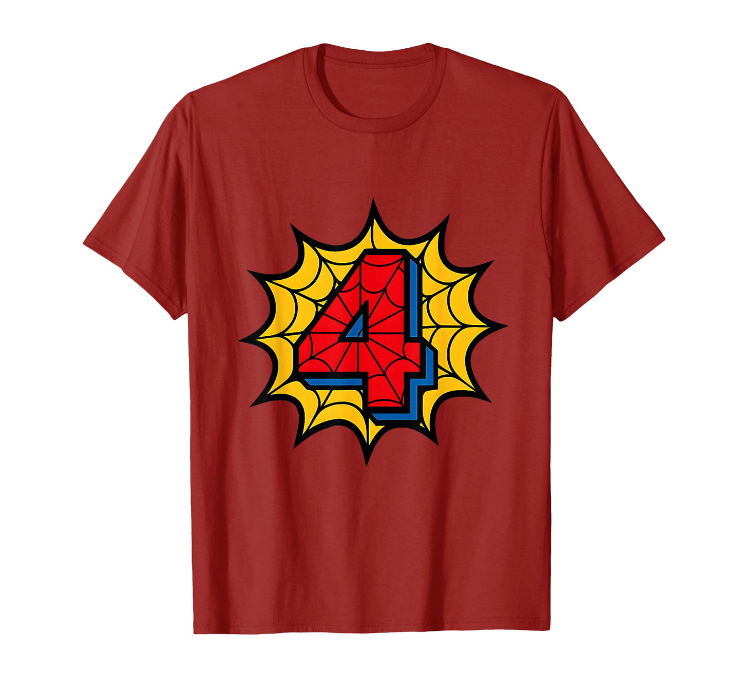 Kids 4th Birthday Spider Theme Party 4 Year Old Boys Youth T-Shirt
