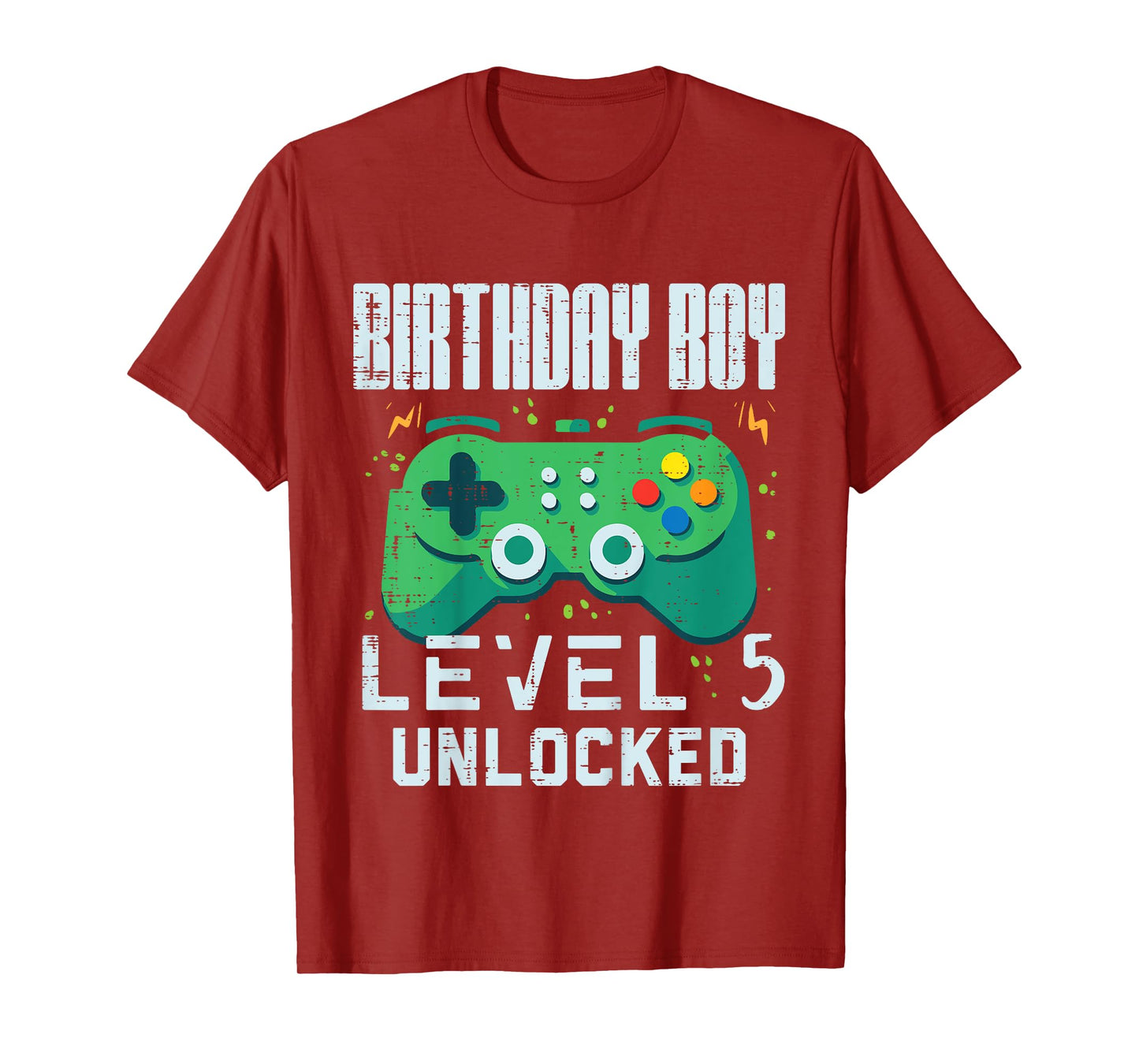 Kids Birthday Boy Level 5 Unlocked Gamer Controller 5th Bday Boys T-Shirt