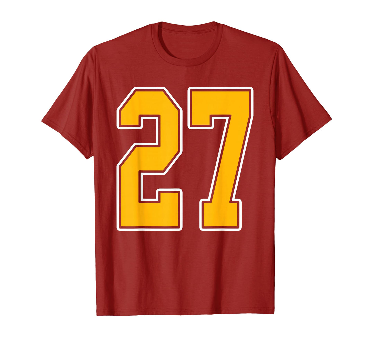 Gold and White Sports Number 27 Jersey Uniform Player T-Shirt