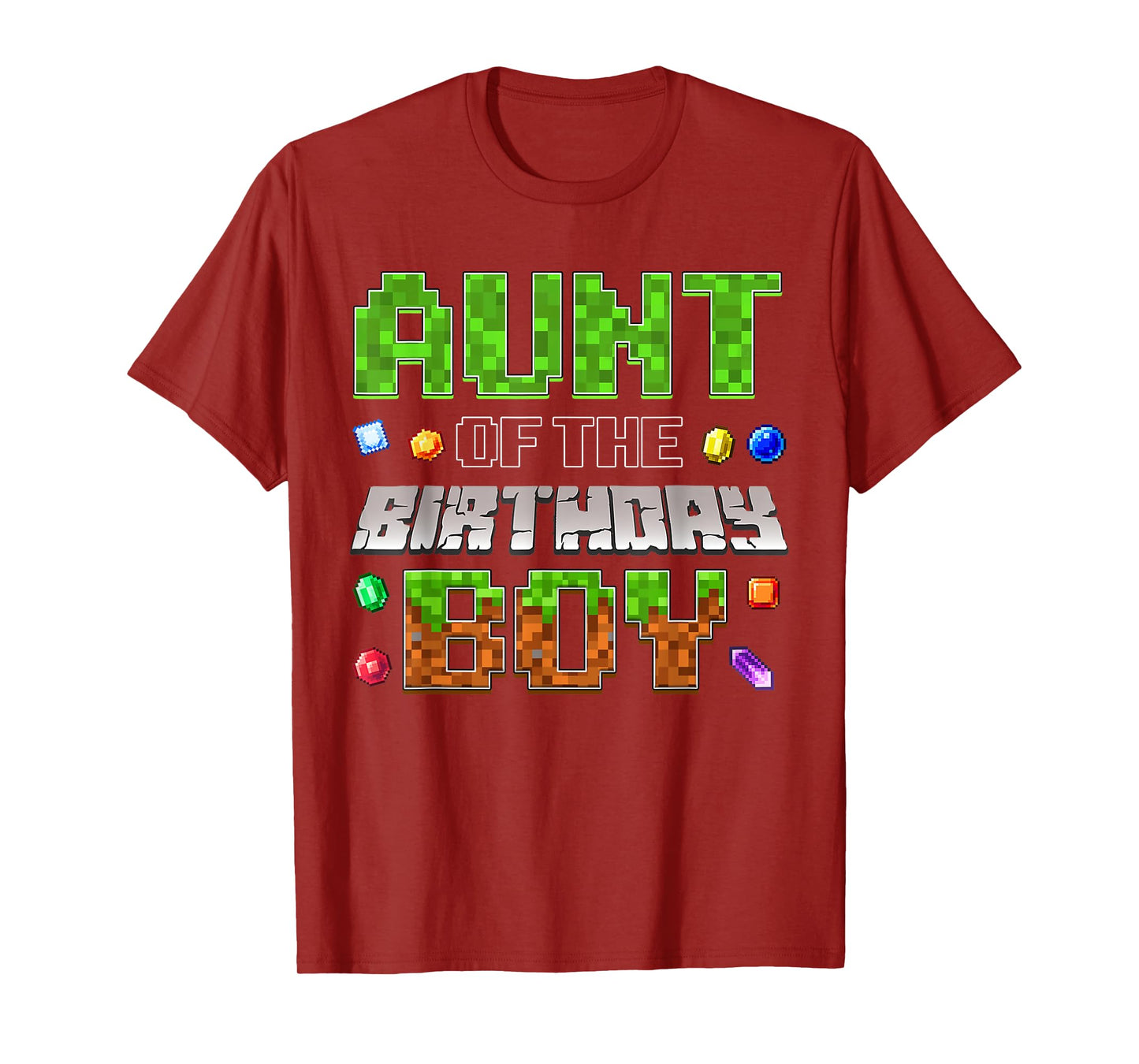 Aunt Of The Birthday Boy Game Pixel Number Birthday Party T-Shirt