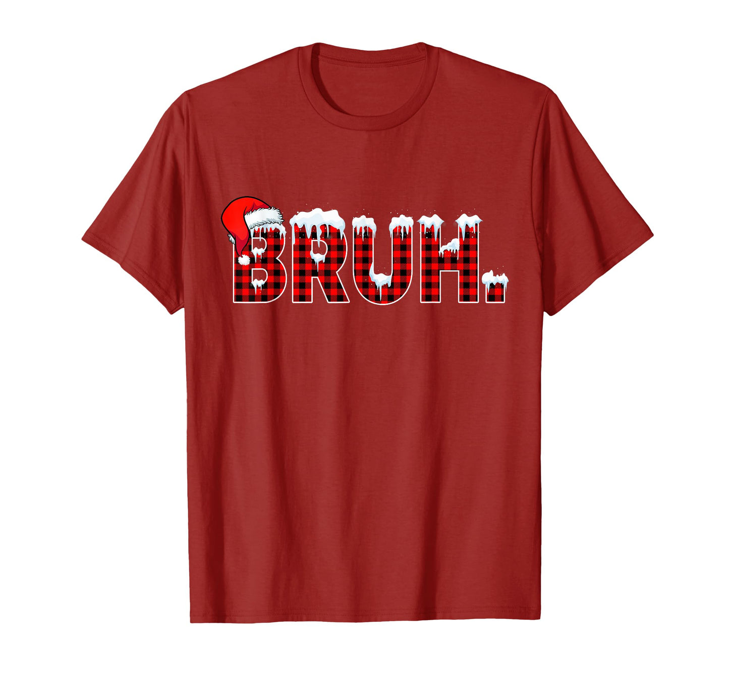 Bruh Funny Christmas Plaid Teens Boys Kids Xmas Pajamas T-Shirt