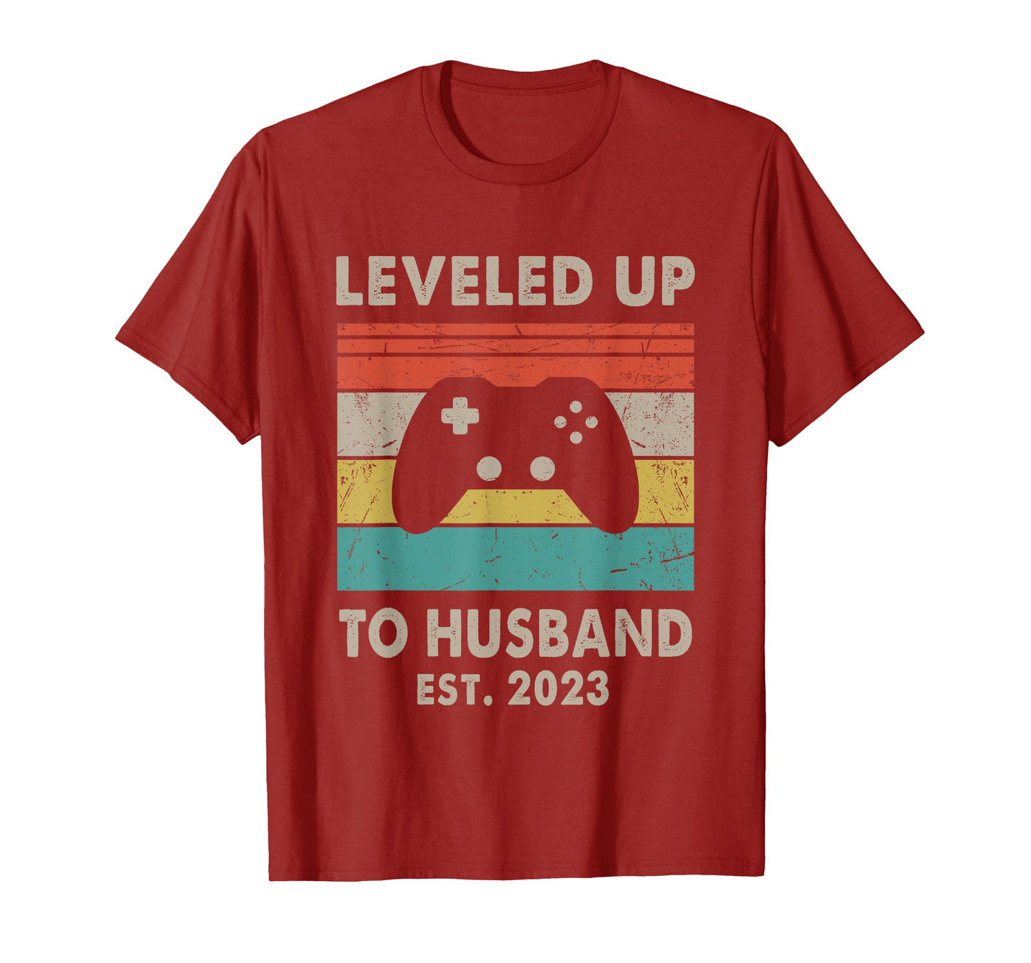 Promoted To Husband Est 2023 - Leveled Up To Husband Retro T-Shirt