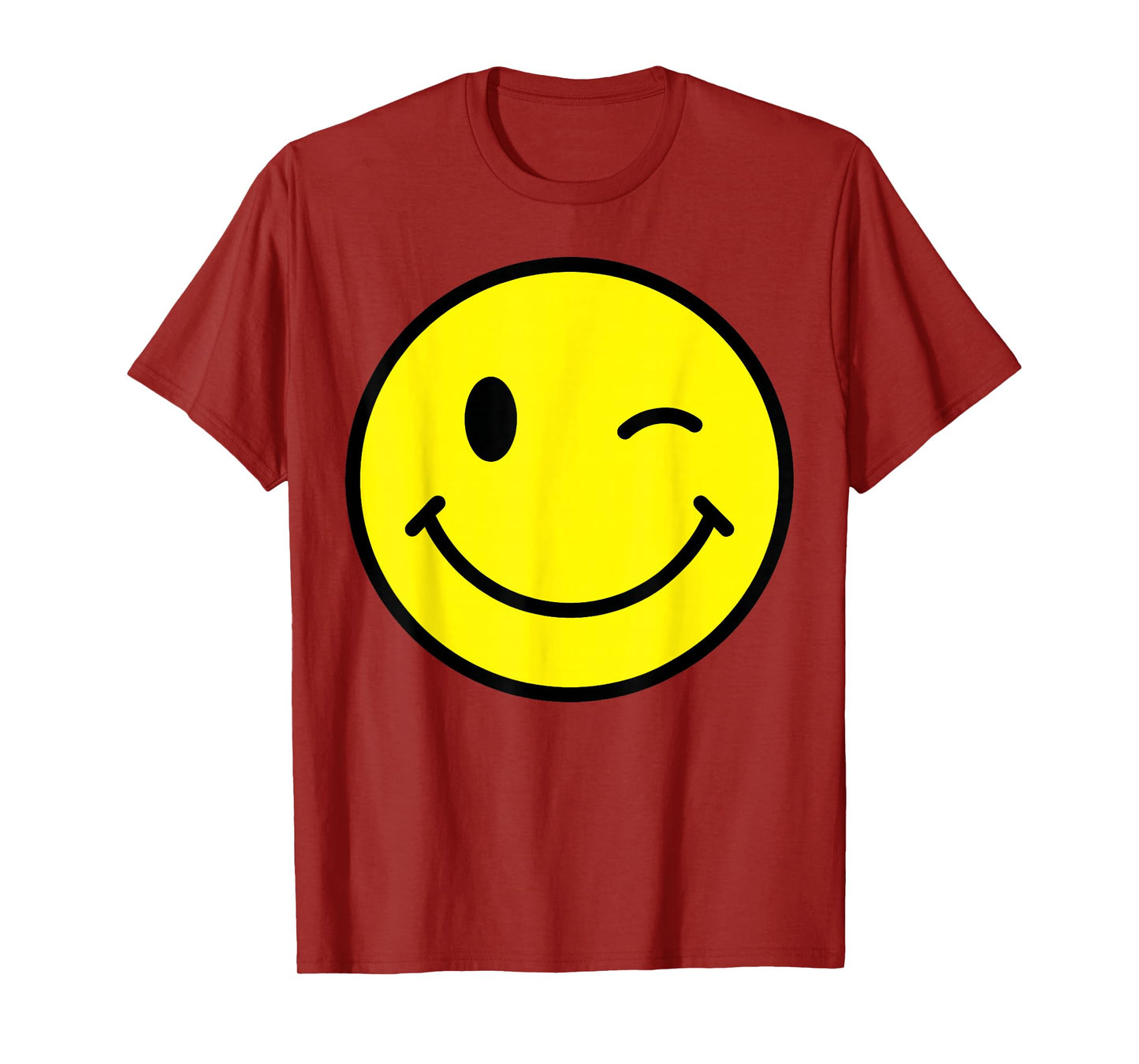 70s Yellow Smile Face Winking Happy Wink Smiling Funny Retro T-Shirt