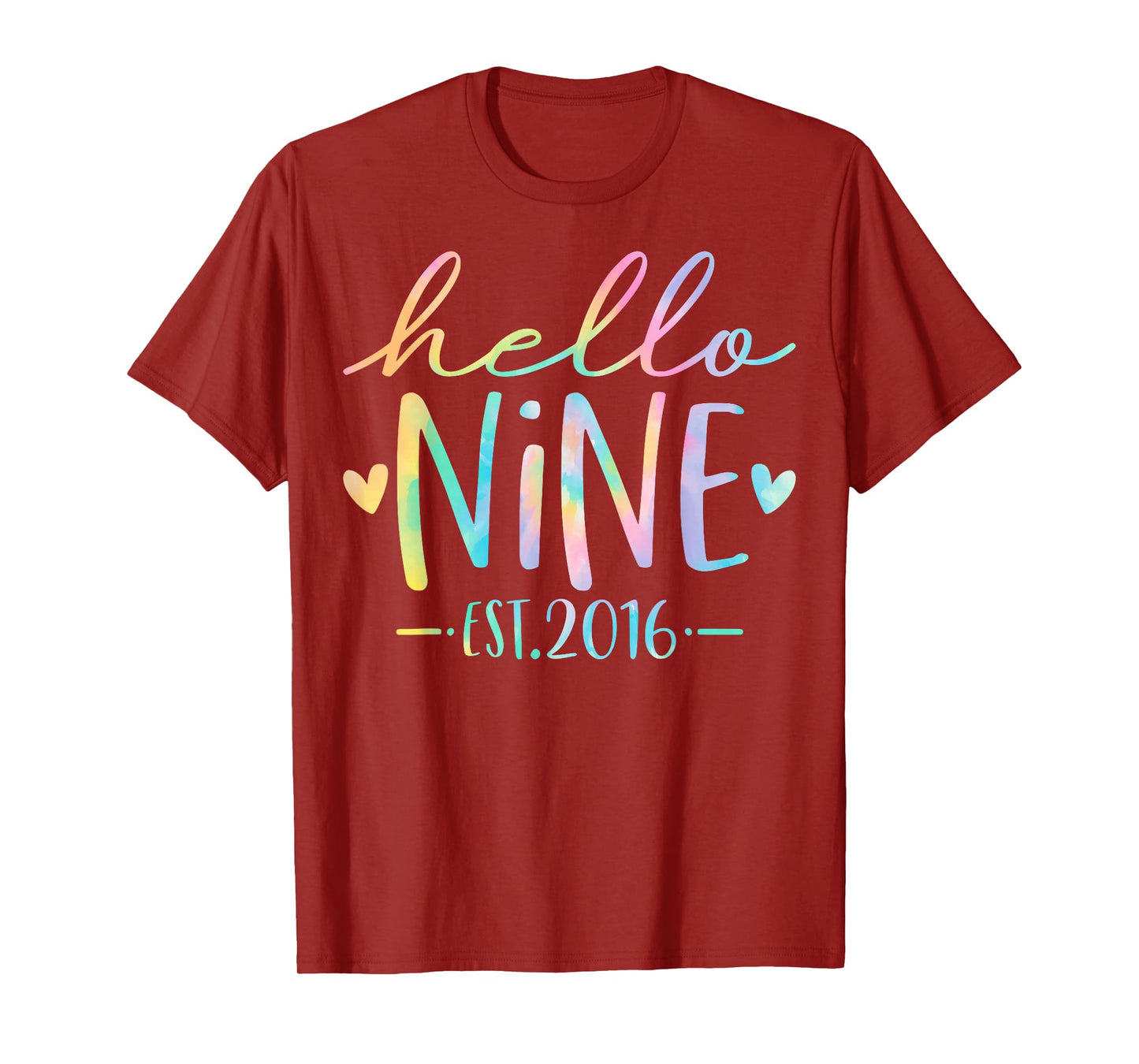 Hello Nine Est 2016 9 Years Old 9th Birthday Girls Boys T-Shirt