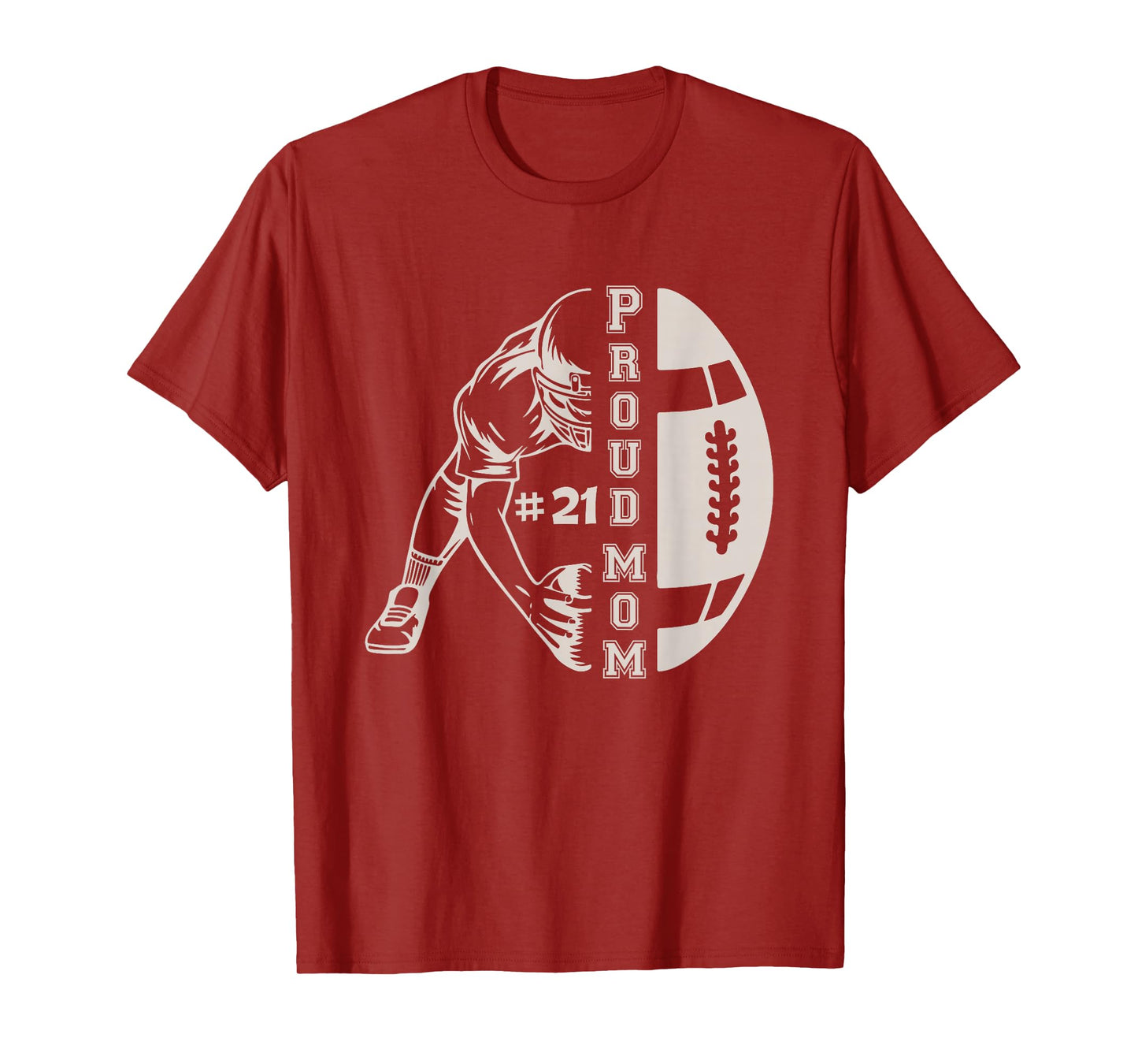 Customized Proud Football Mom Number 21 Player Game Day T-Shirt