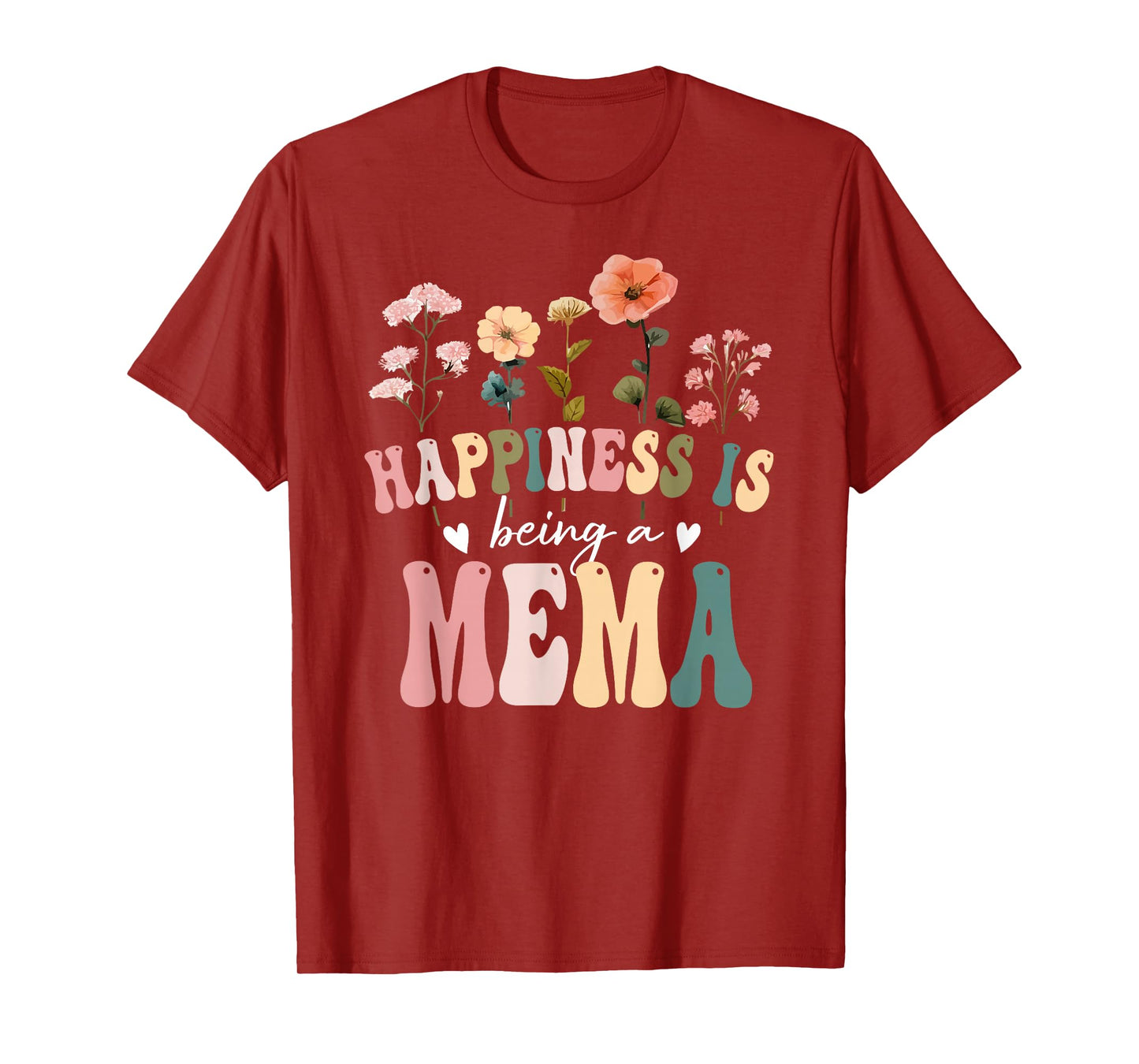 Happiness is Being a Mema Floral Design Mema Mother's Day T-Shirt