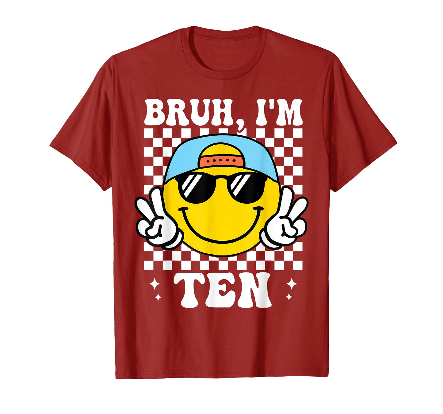 Bruh I'm Ten 10 10th Birthday Groovy Boys Girls 10 Years Old T-Shirt