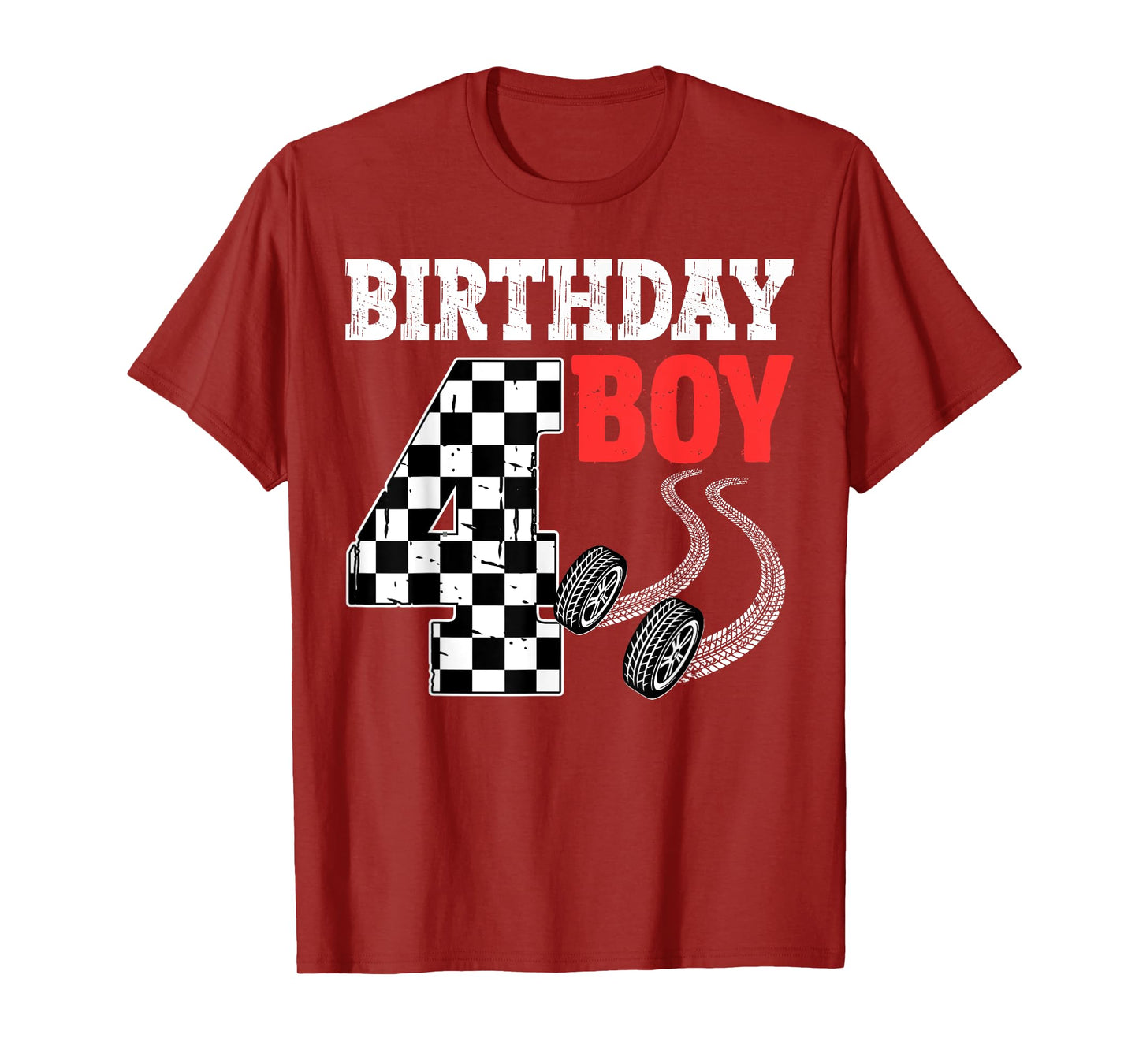 Birthday Boy 4th Birthday Racing Car Flag 4 Bday Race Car T-Shirt