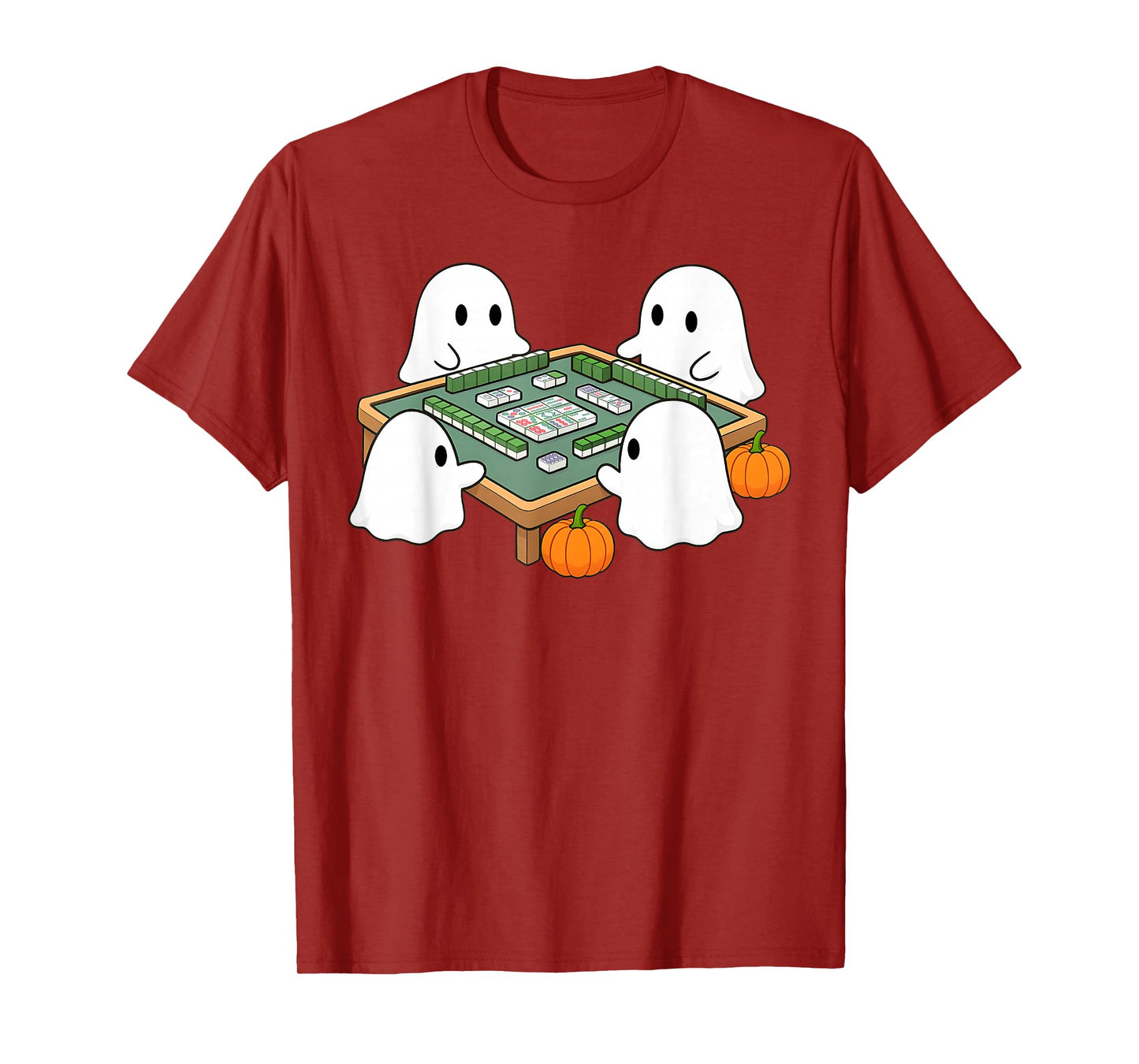Halloween Ghost Playing Mahjong Spooky Mahjong Funny Costume T-Shirt