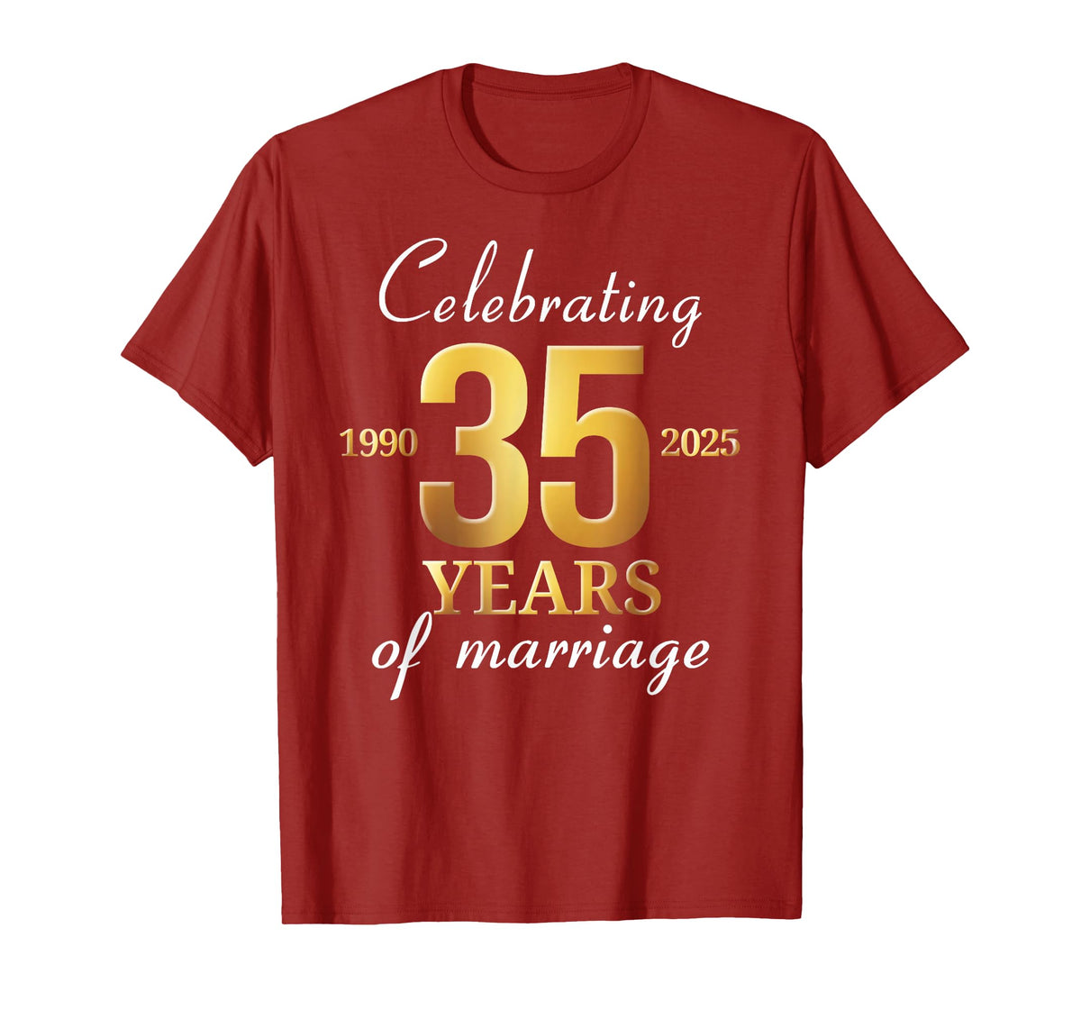 Funny Married 35 Years Of Marriage 1990 35th Wedding Couples T-Shirt
