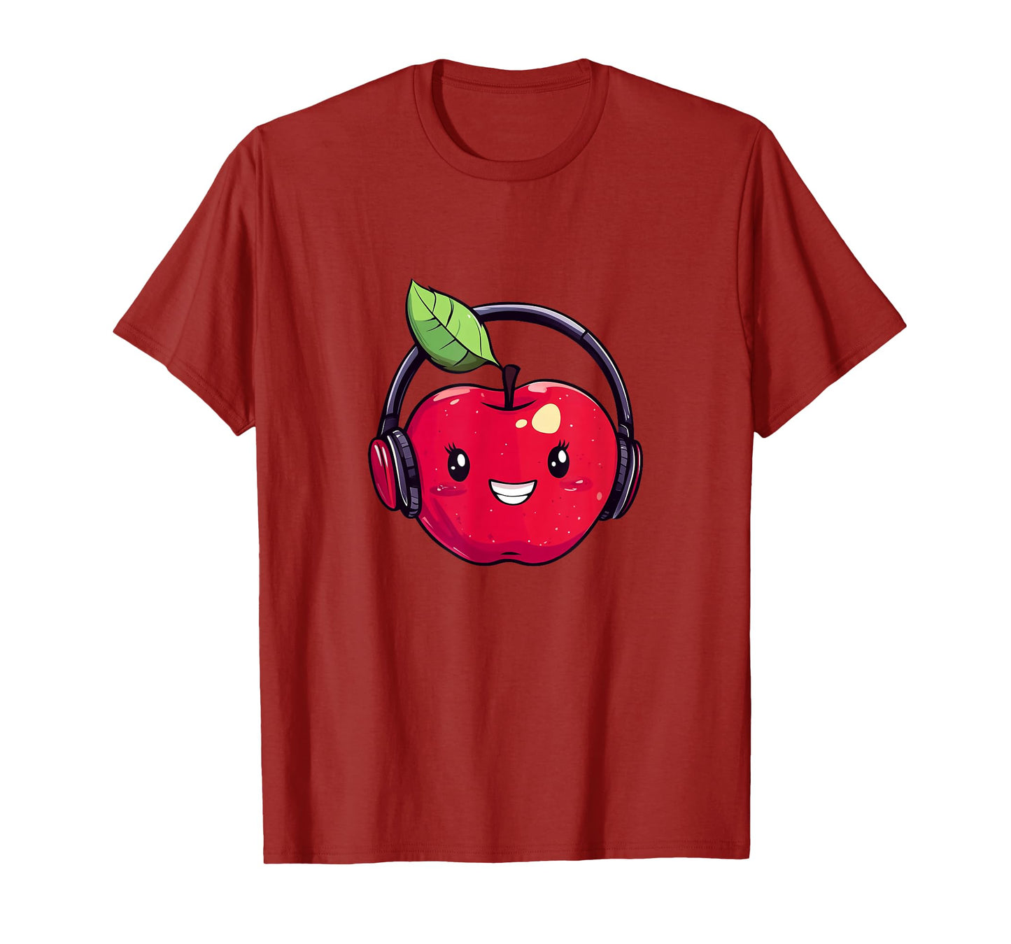 Cool Red Apple with Headphones for Boys and Girls T-Shirt