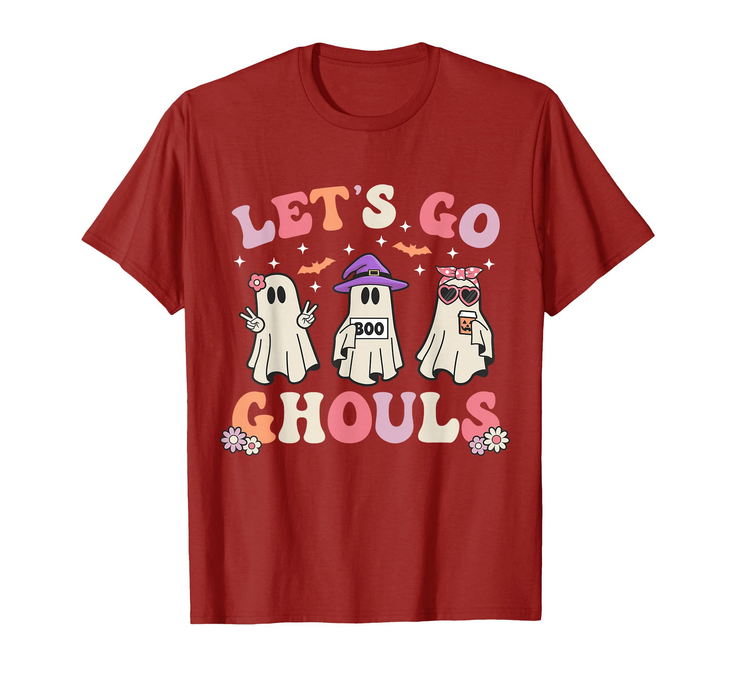 Lets Go Ghouls Retro Halloween Ghost Women Toddler Girl T-Shirt