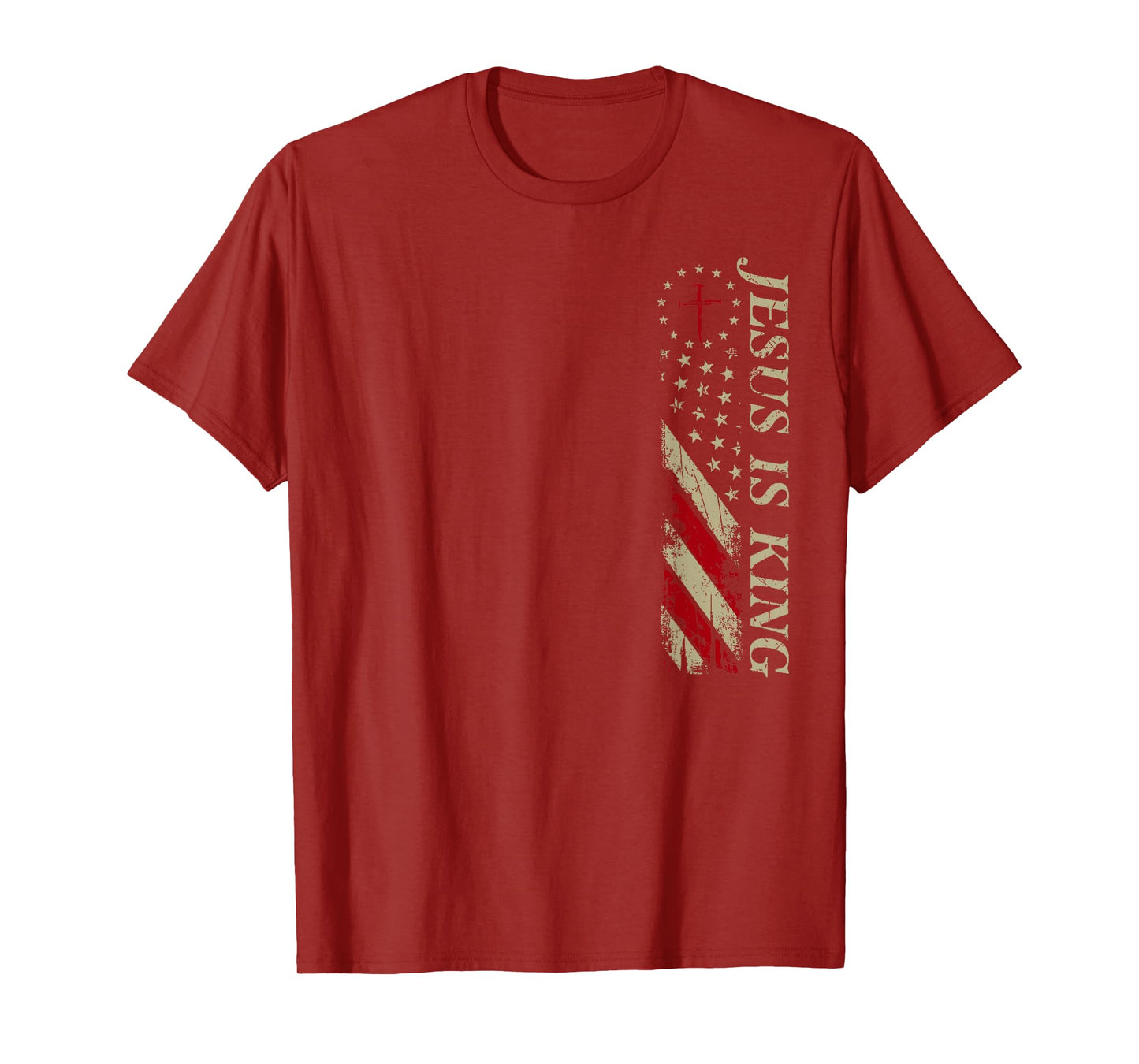 Jesus is King Cross Christian USA Flag 2 Sides Tee T-Shirt