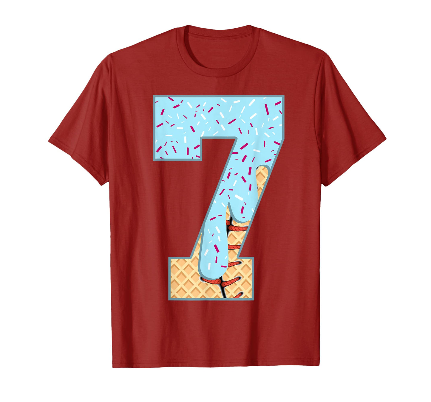 Baseball Drip 7 Year Old Ice Cream Drip Boys 7th Birthday T-Shirt