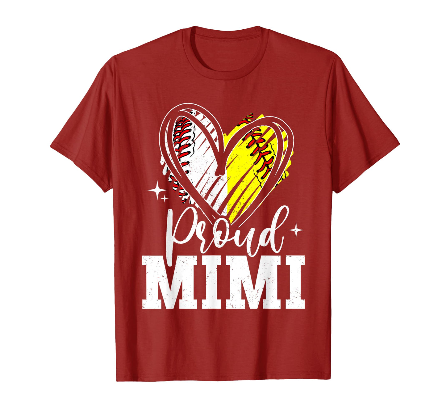 Proud Mimi Baseball Softball Heart Mimi Of Both Grandma T-Shirt