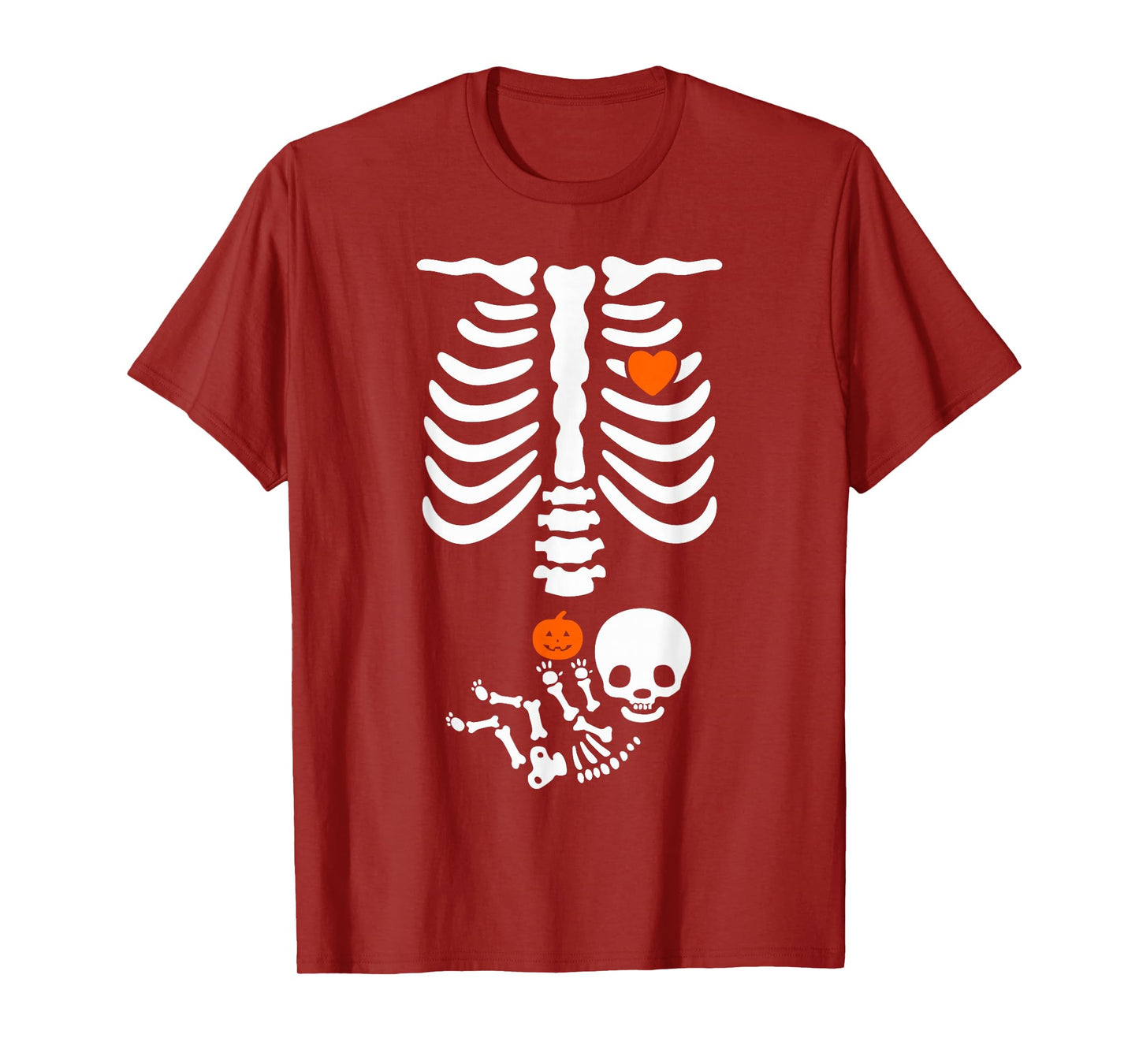 Halloween Skeleton Baby Rib Cage Pregnant Pumpkin New Mom T-Shirt